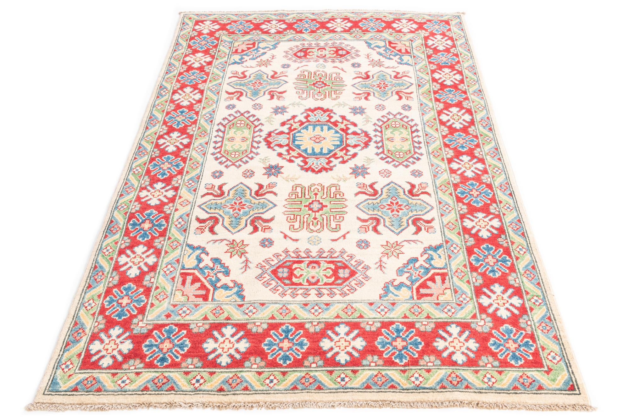 4' x 6' 3 Hand Knotted Kazak Rug