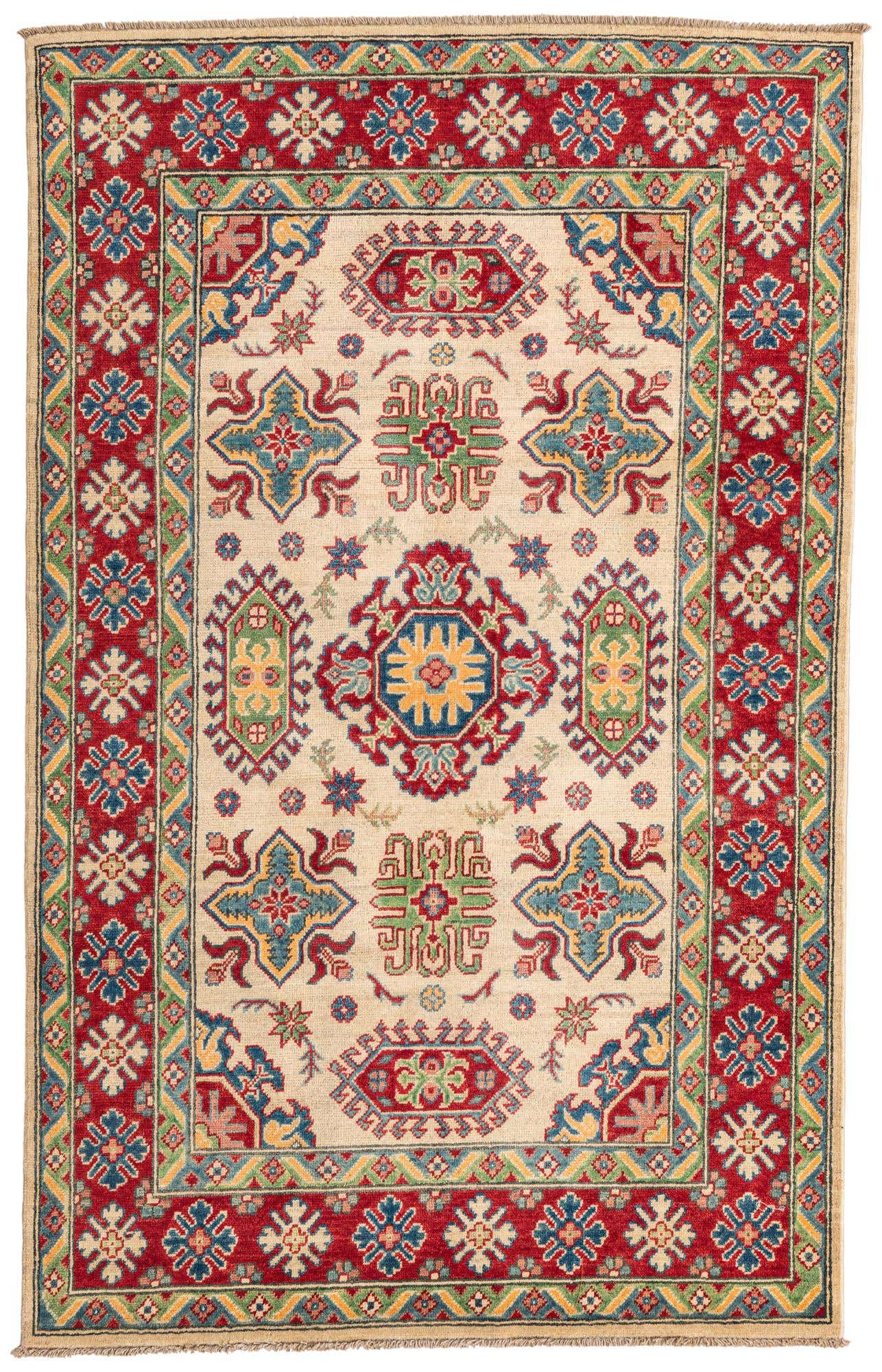 4' x 6' 3 Hand Knotted Kazak Rug