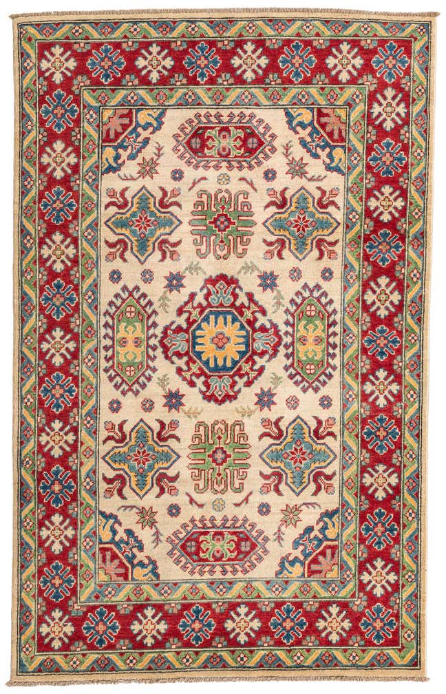 4' x 6' 3 Hand Knotted Kazak Rug