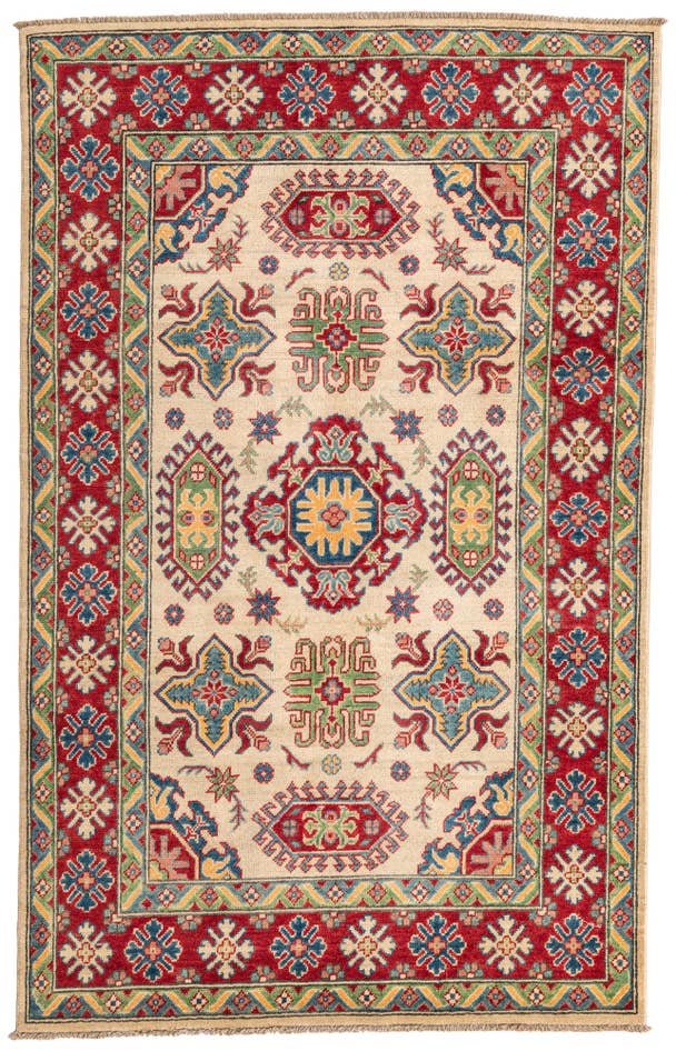 Detail image of 4' x 6' 3 Hand Knotted Kazak Rug