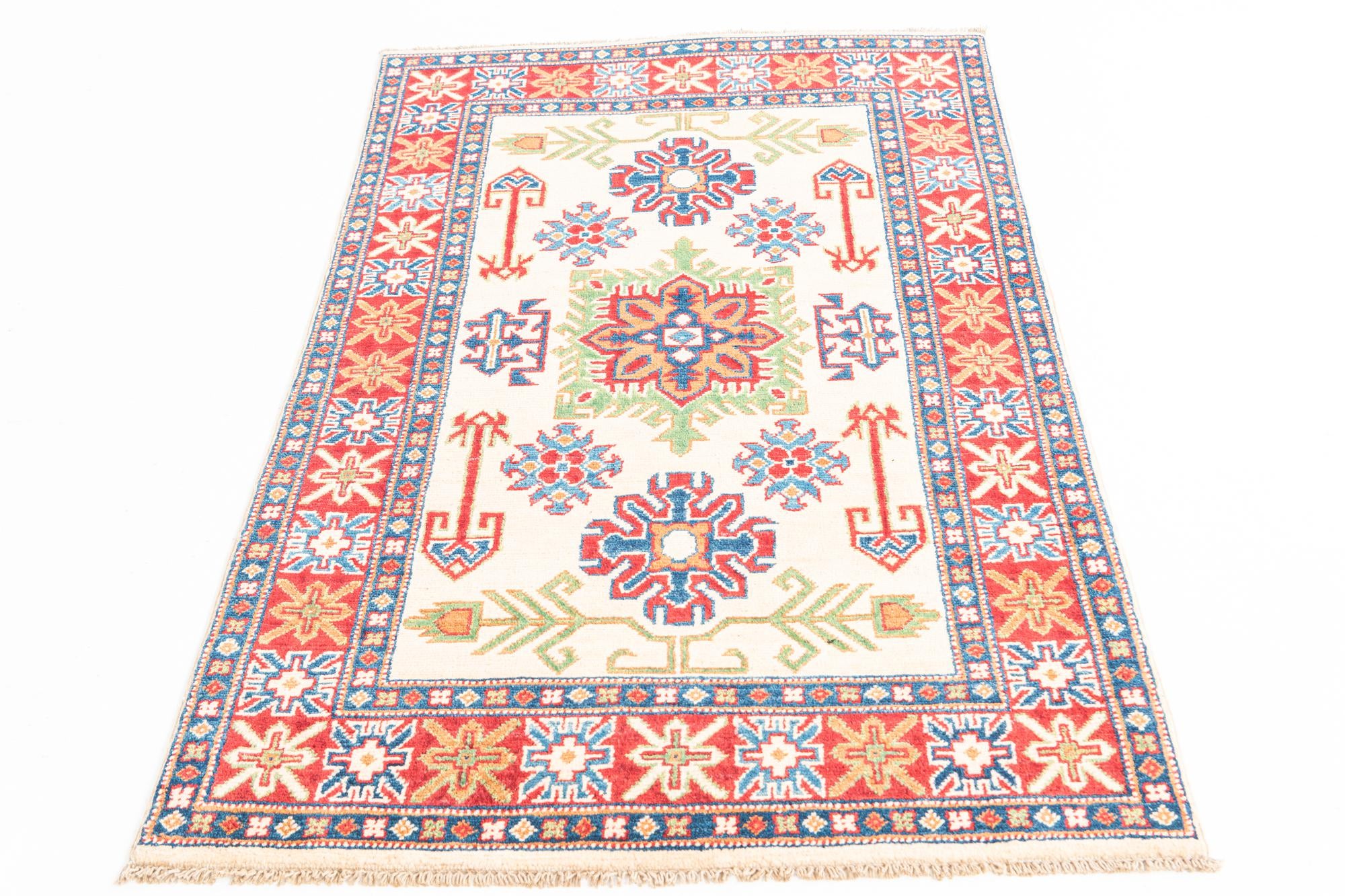 3' 2 x 5' 2 Hand Knotted Kazak Rug
