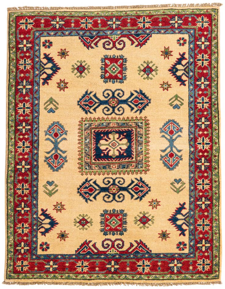 Detail image of 3' 5 x 5' Hand Knotted Kazak Rug