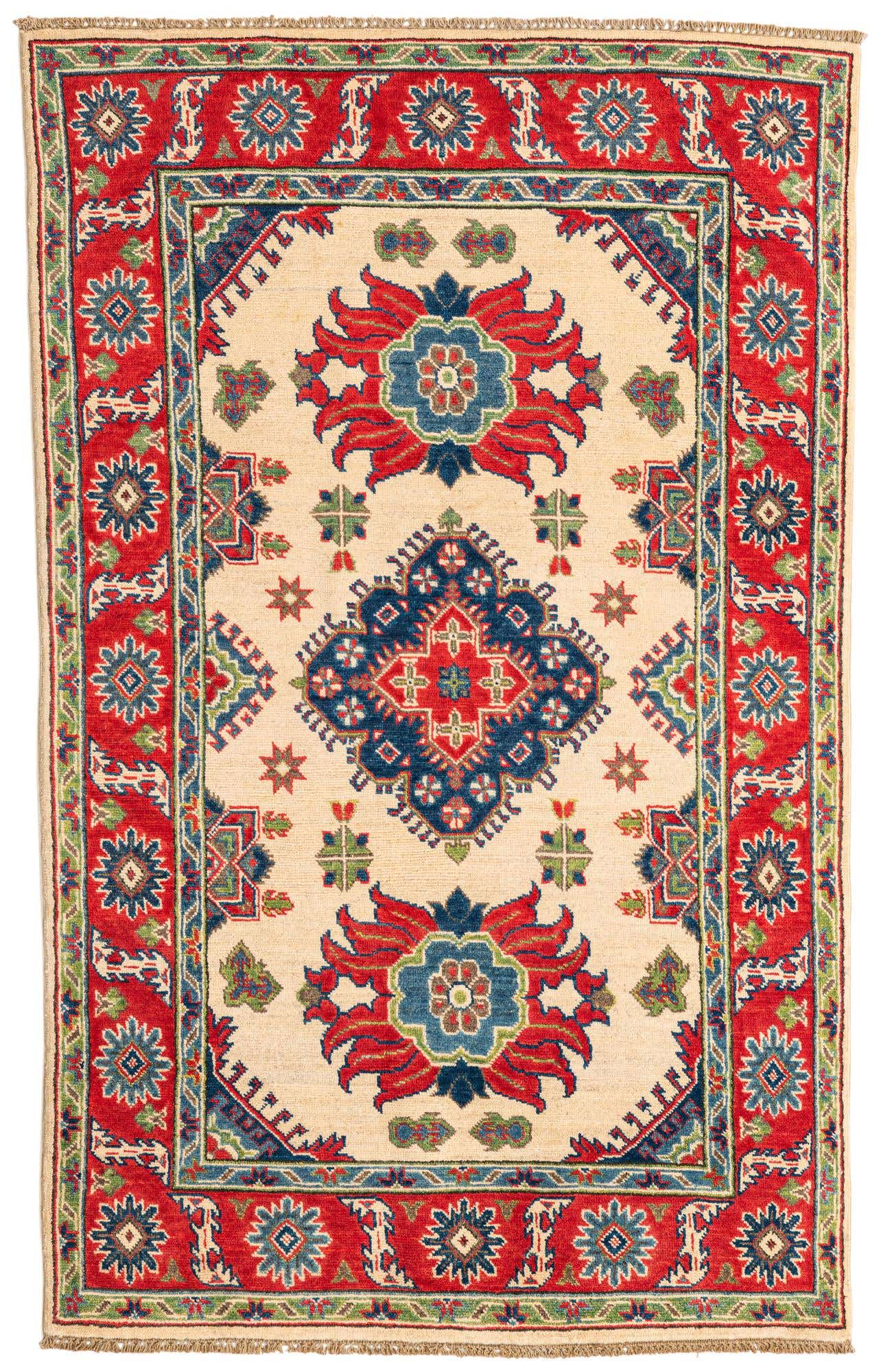 4' x 6' 3 Hand Knotted Kazak Rug