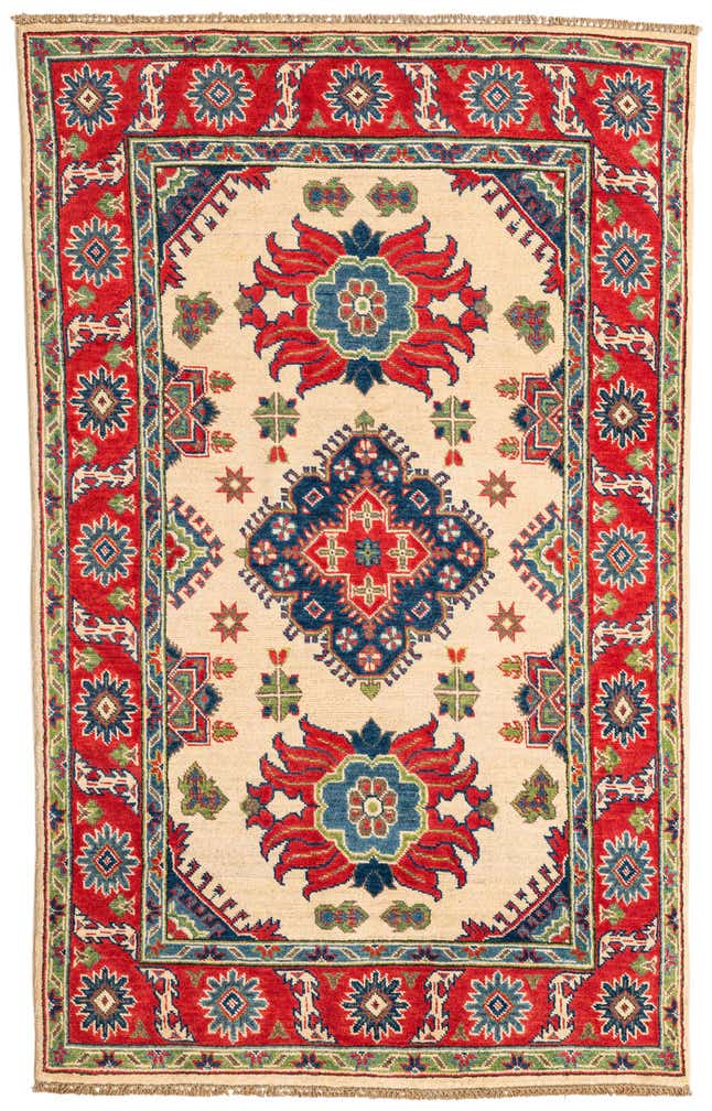4' x 6' 3 Hand Knotted Kazak Rug
