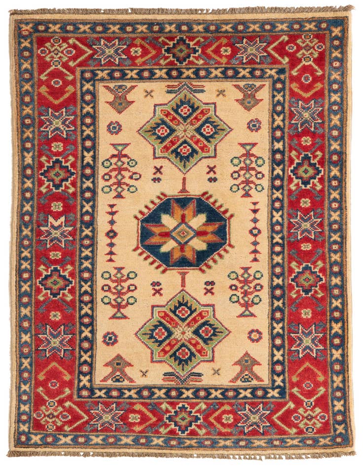 Detail image of 2' 8 x 4' 3 Hand Knotted Kazak Rug