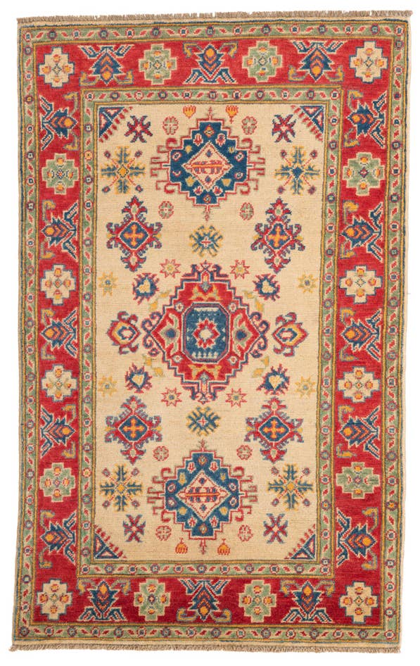 Detail image of 3' 2 x 5' 2 Hand Knotted Kazak Rug