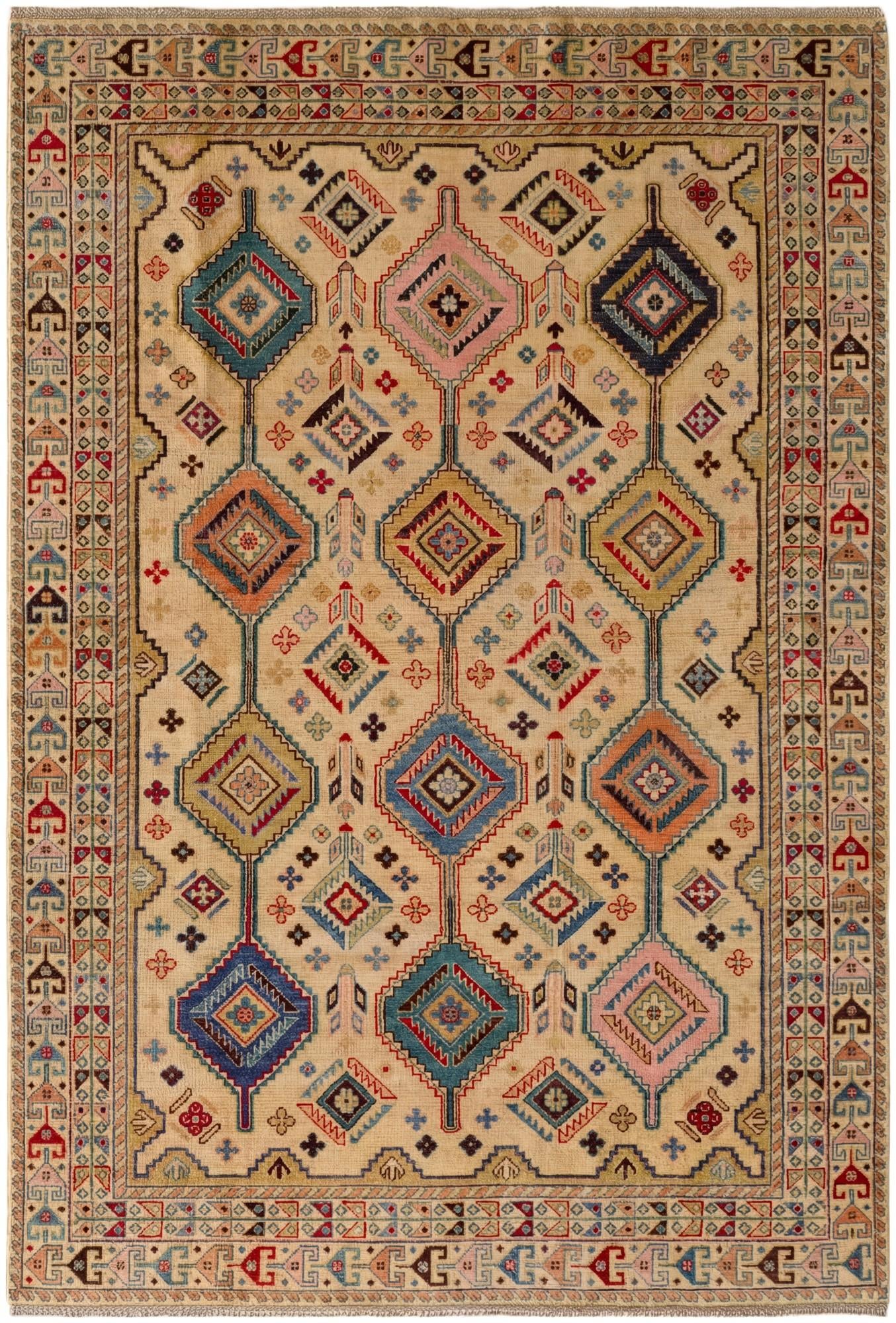 6' 8 x 9' 8 Hand Knotted Kazak Rug