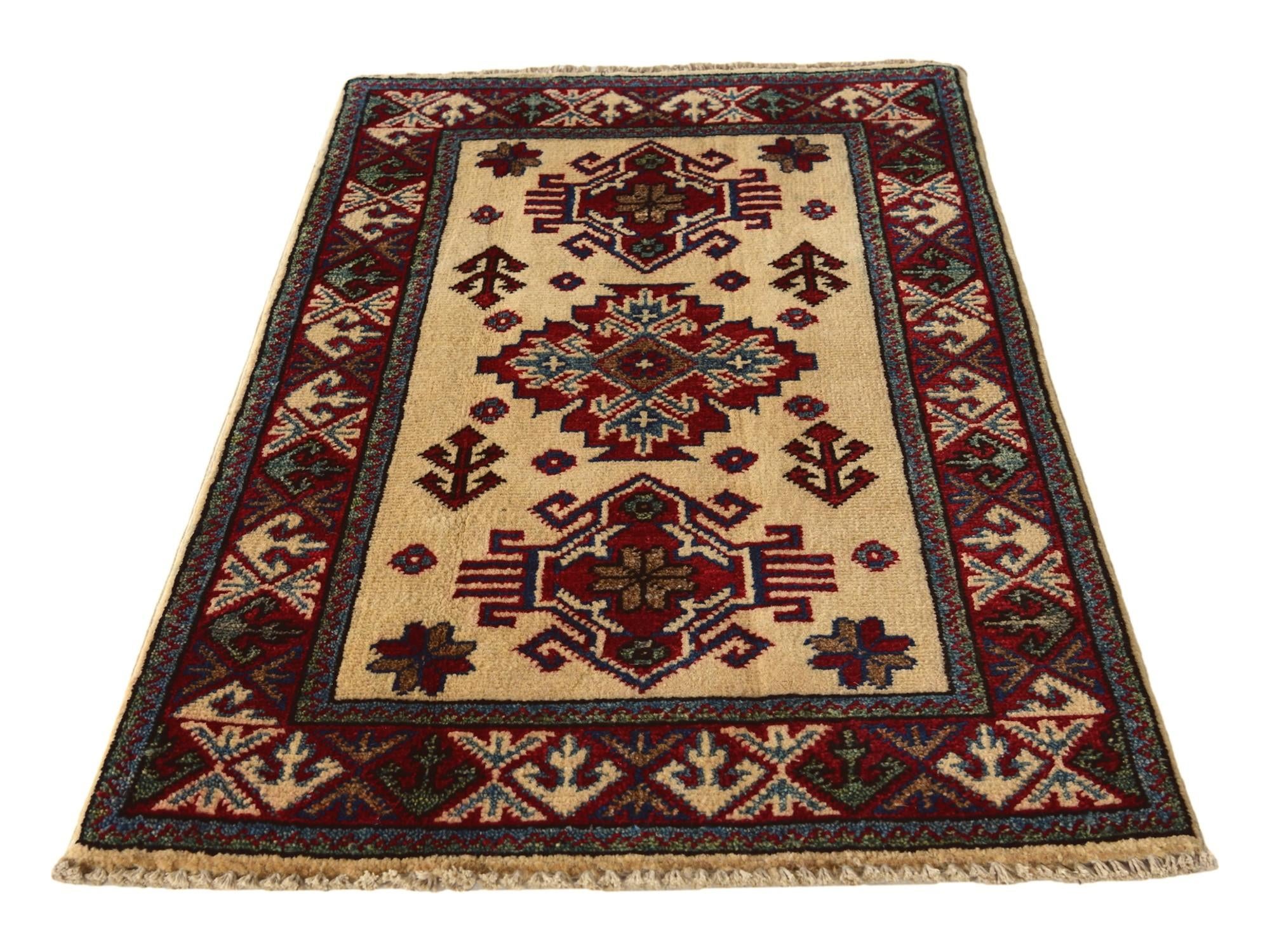 1' 11 x 3' 3 Hand Knotted Kazak Rug