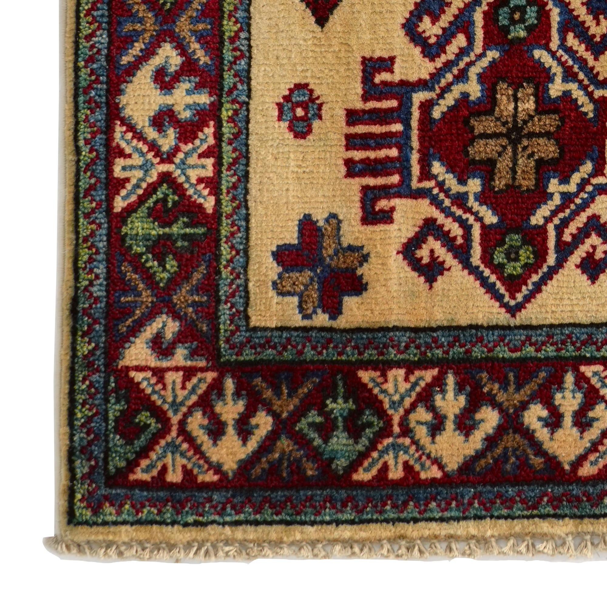 1' 11 x 3' 3 Hand Knotted Kazak Rug