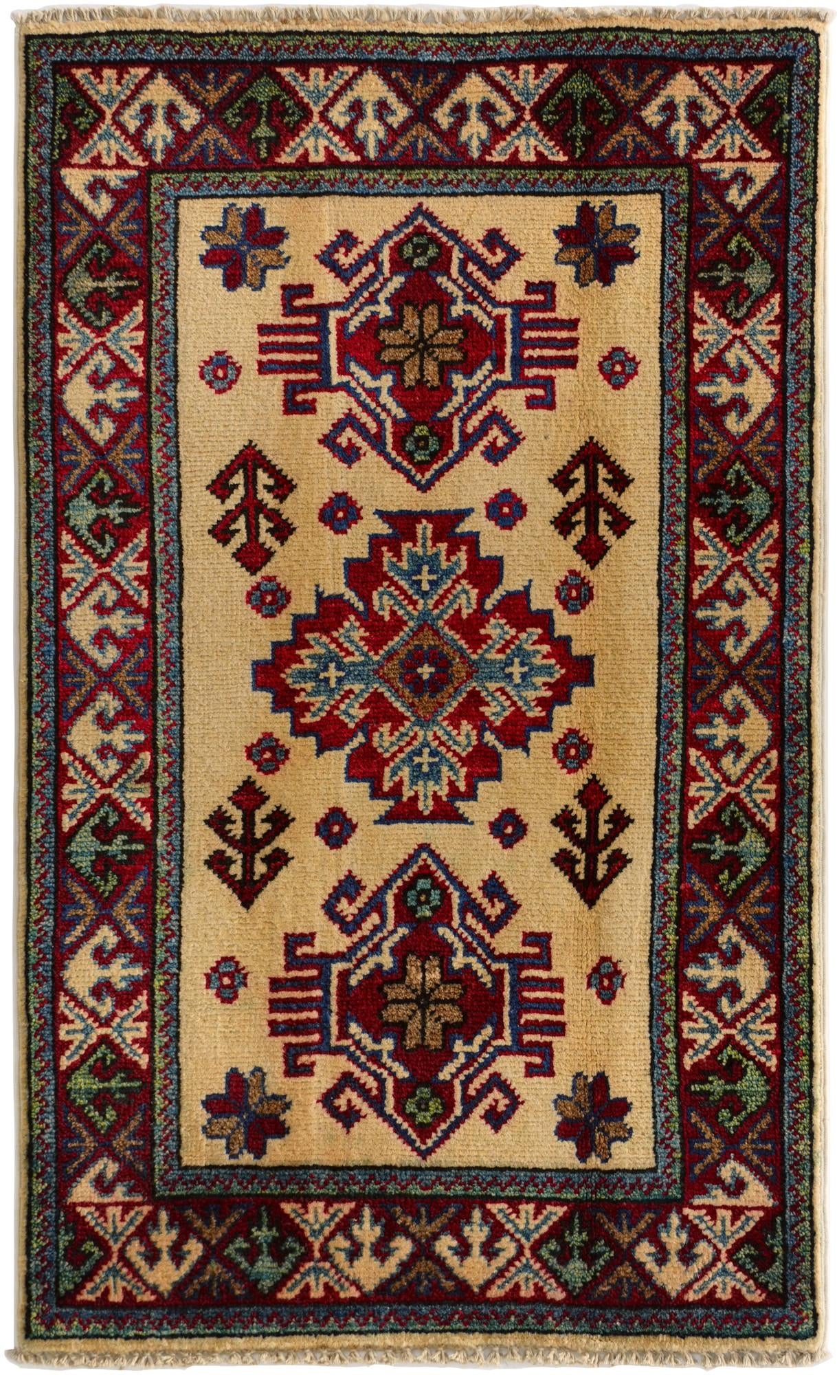 1' 11 x 3' 3 Hand Knotted Kazak Rug