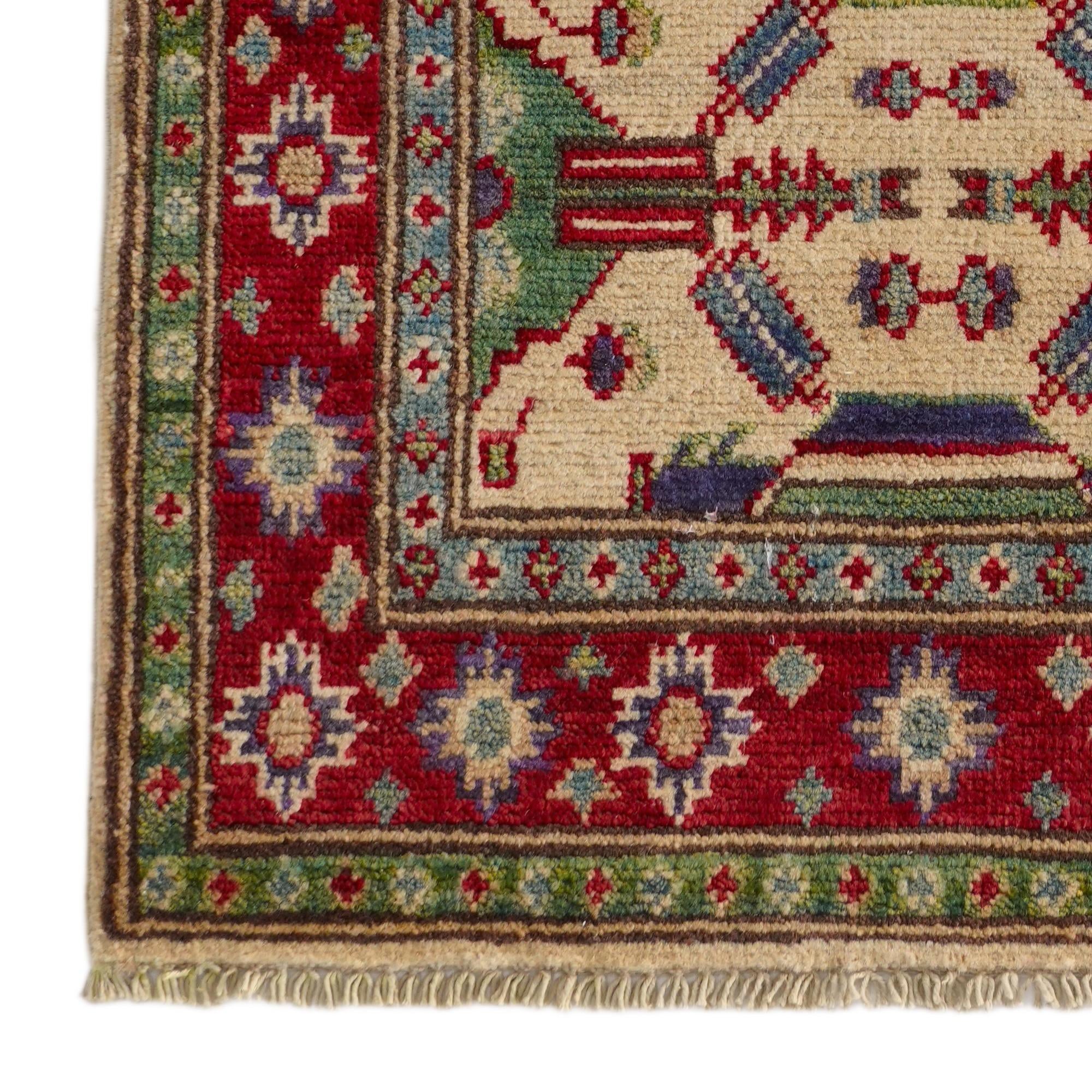 2' x 3' 3 Hand Knotted Kazak Rug