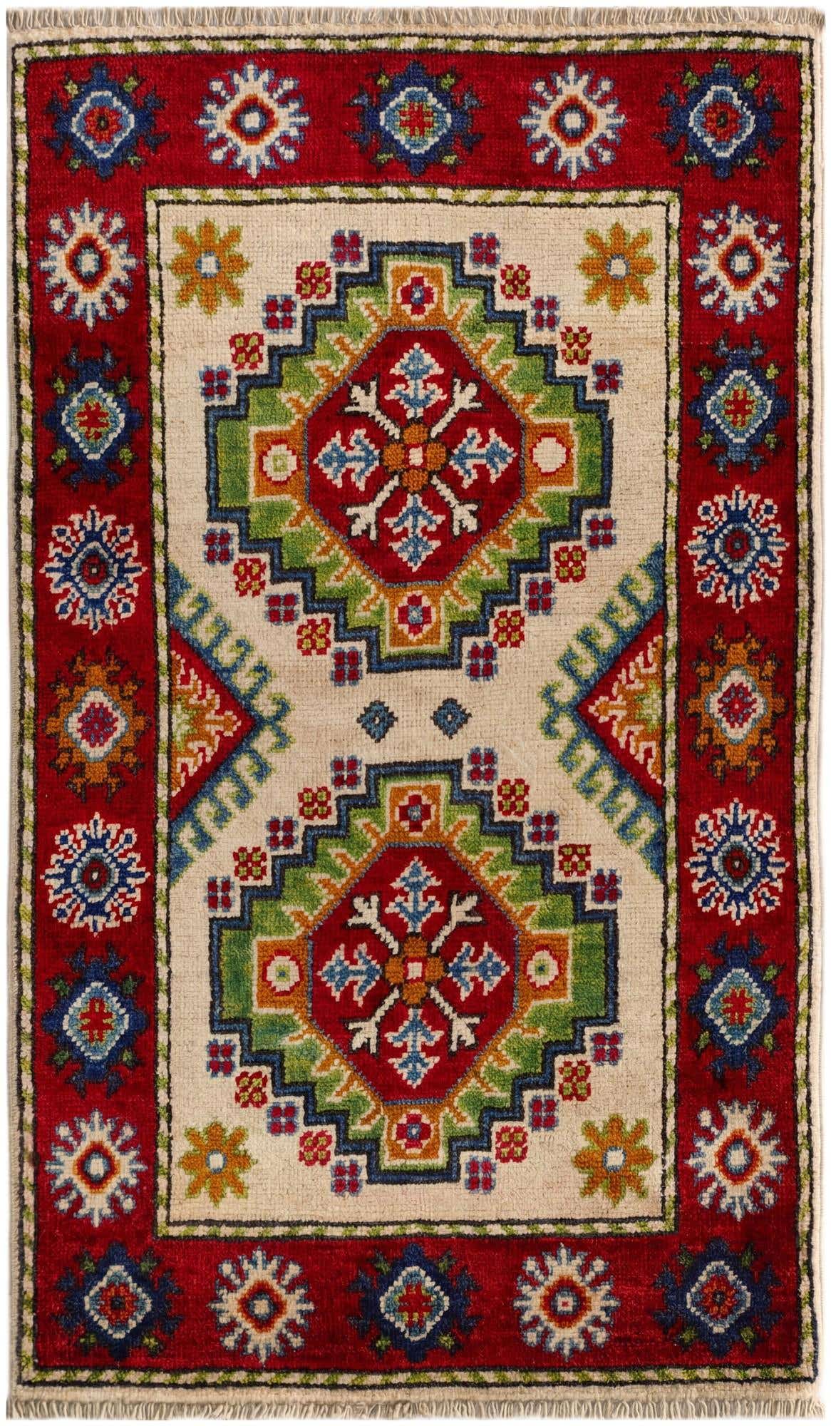 2' x 3' 4 Hand Knotted Kazak Rug