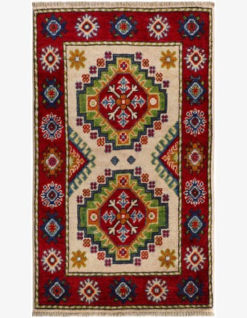 2' x 3' 4 Hand Knotted Kazak Rug