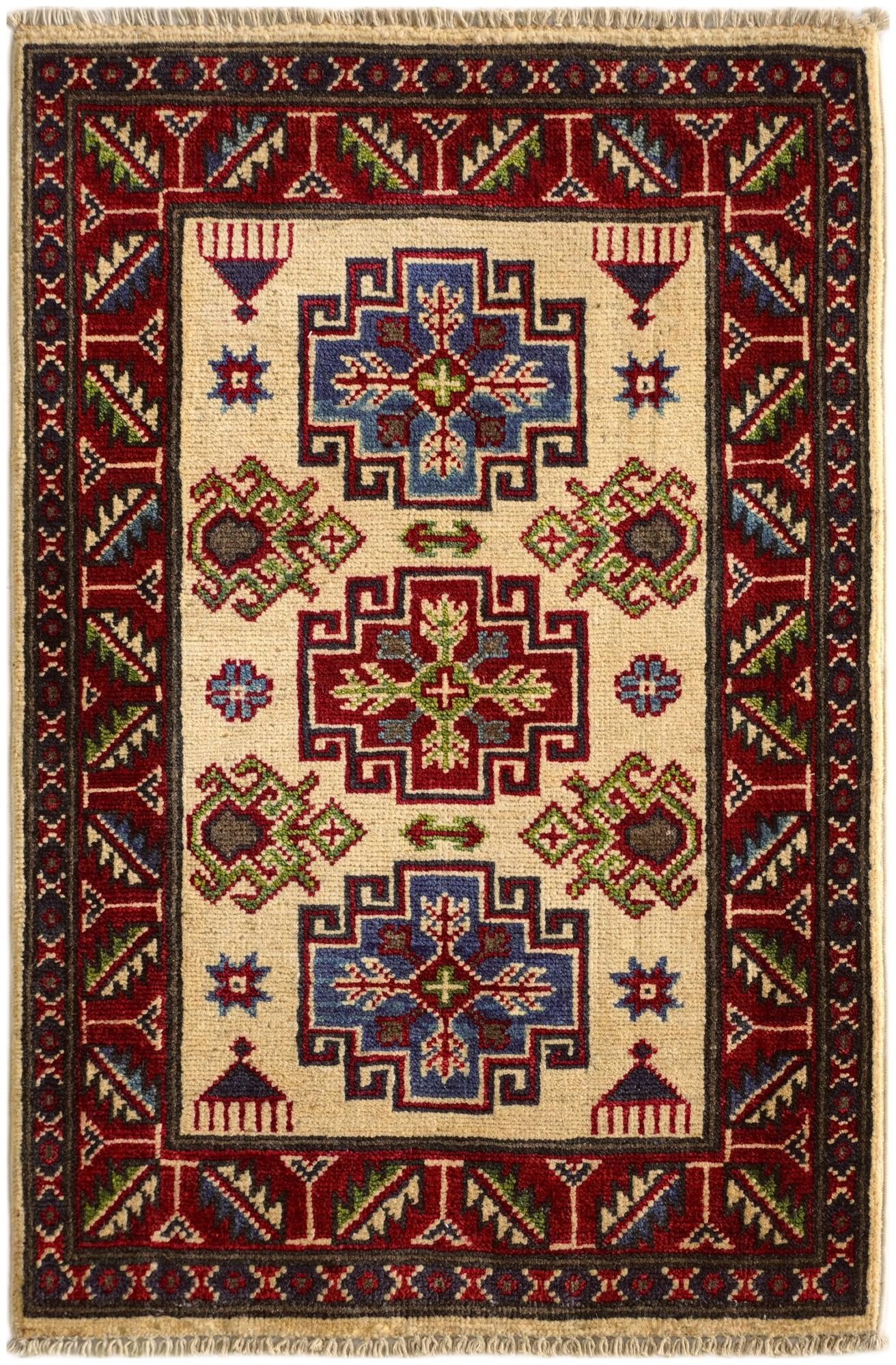 2' x 3' Hand Knotted Kazak Rug