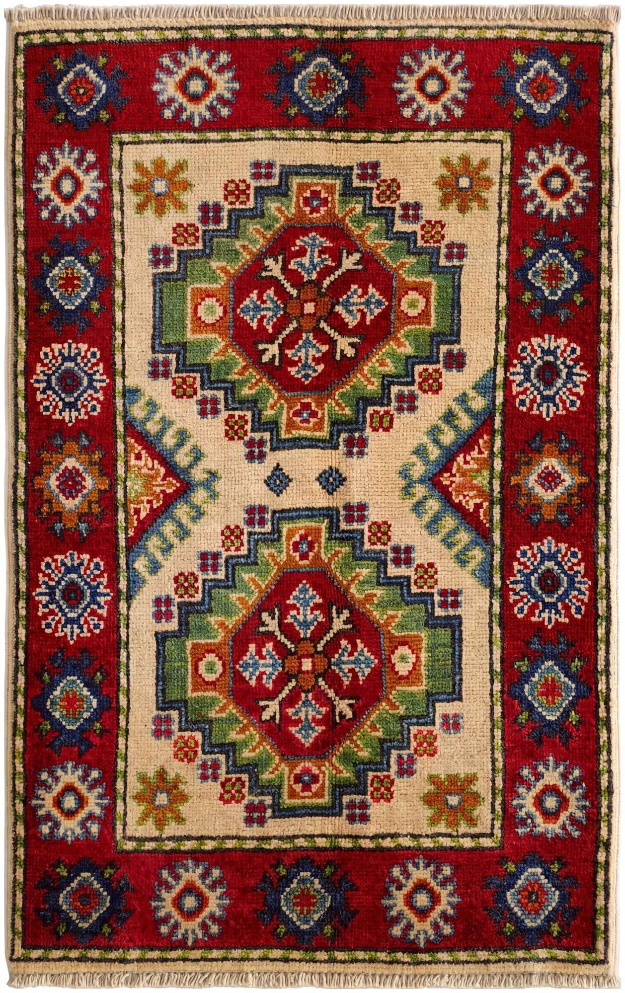 2' x 3' 1 Hand Knotted Kazak Rug