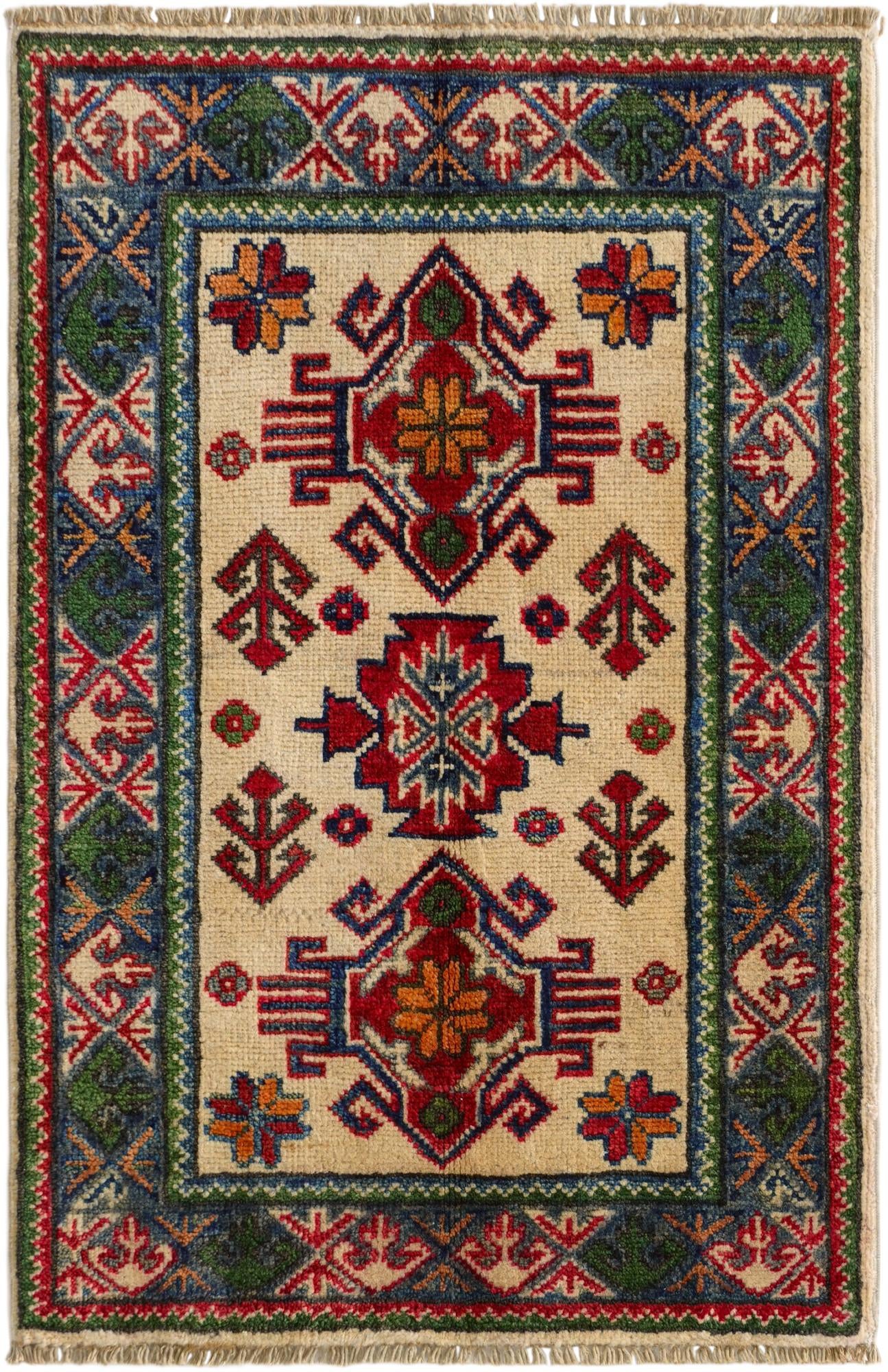 1' 11 x 2' 11 Hand Knotted Kazak Rug