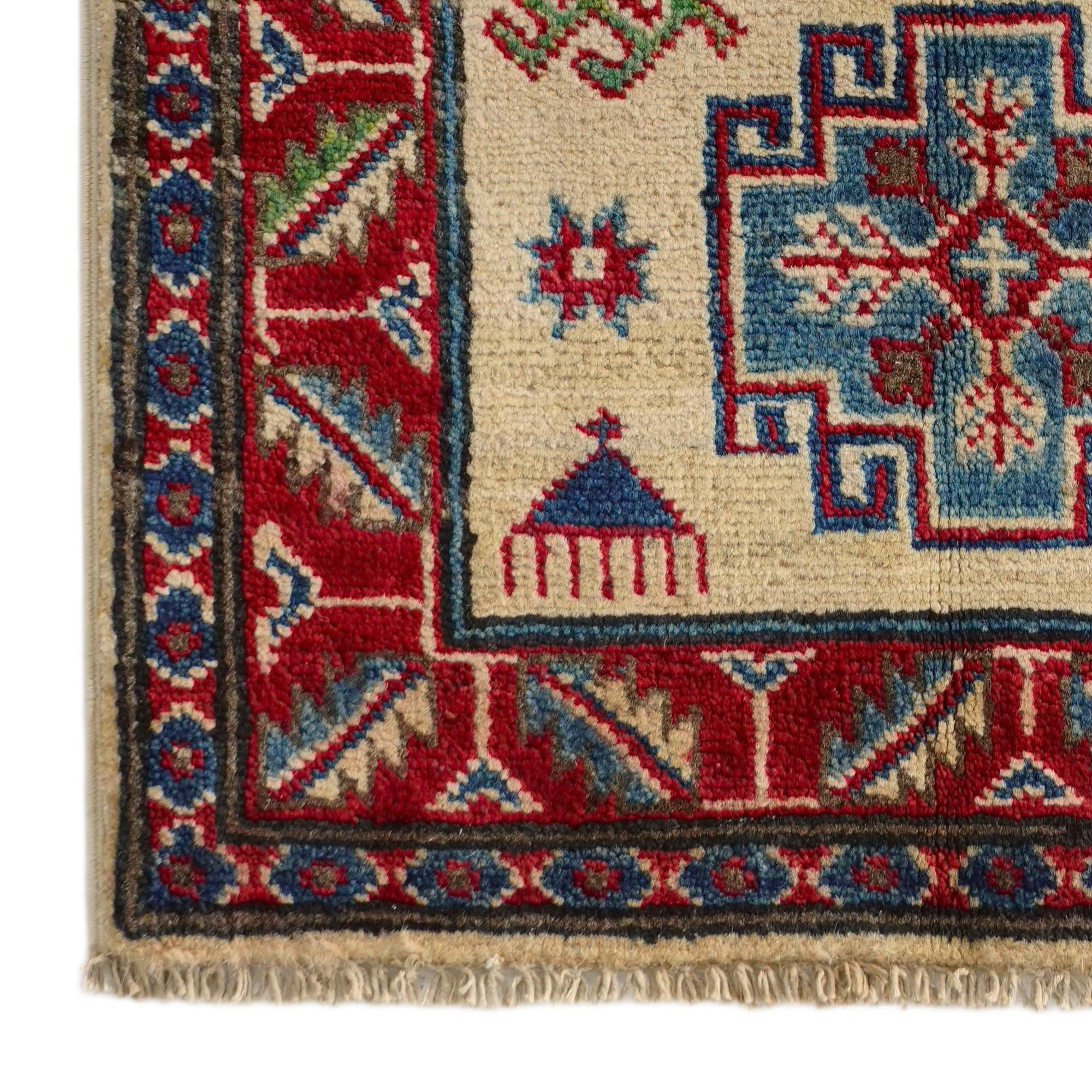 2' x 3' 1 Hand Knotted Kazak Rug