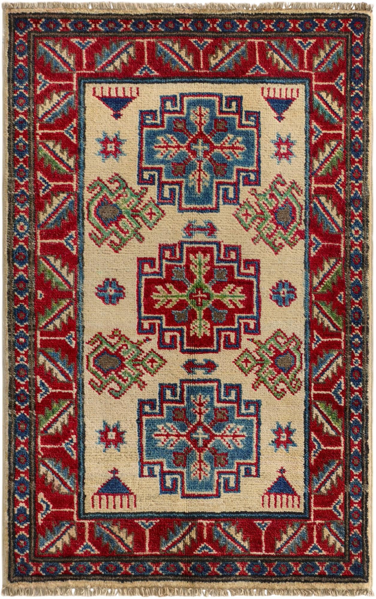 2' x 3' 1 Hand Knotted Kazak Rug