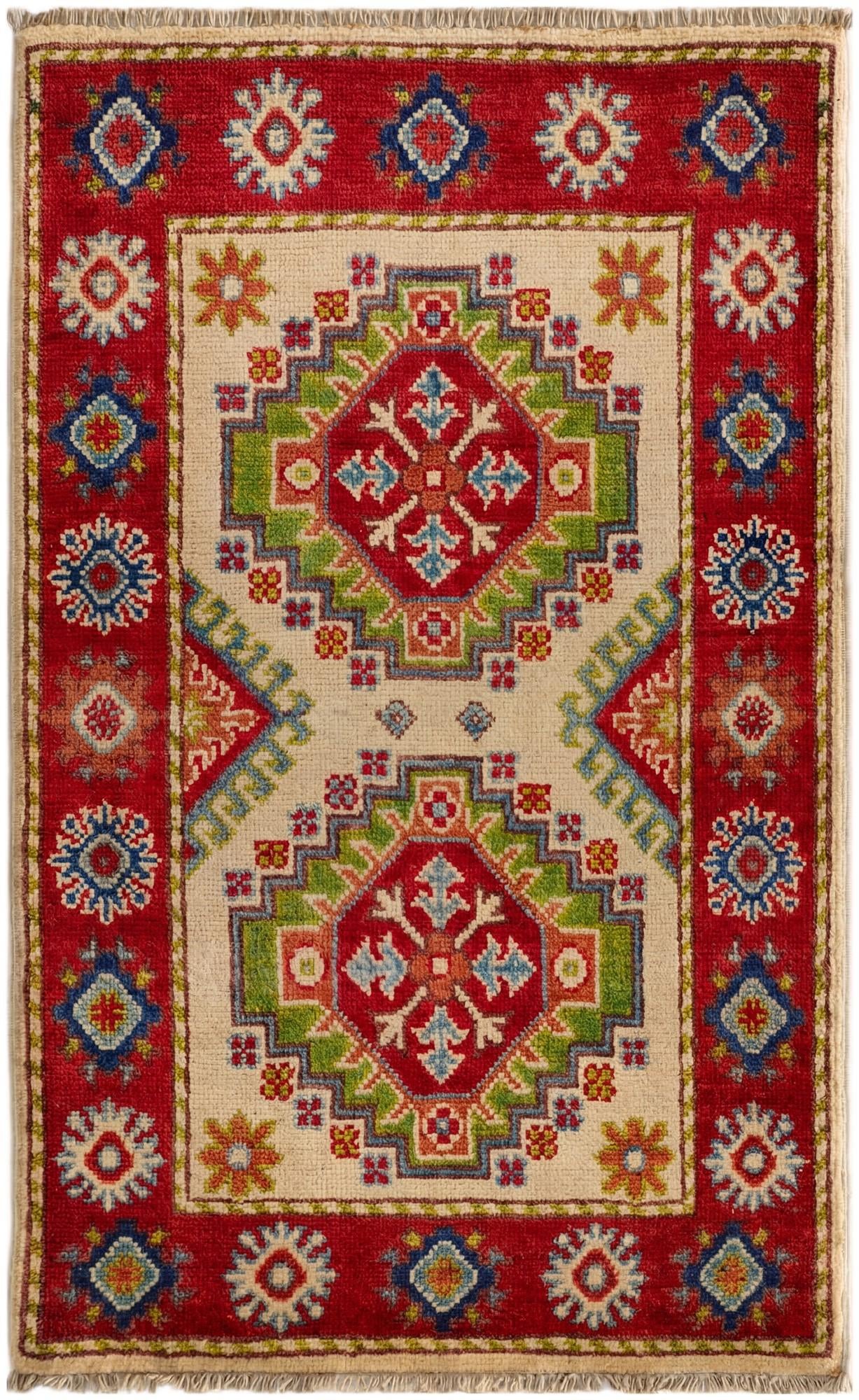 2' x 3' 4 Hand Knotted Kazak Rug
