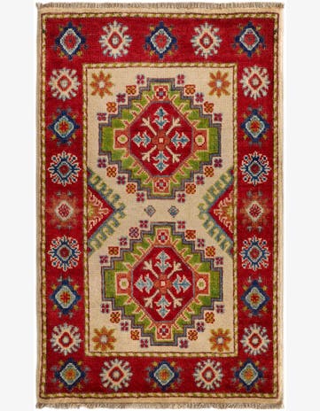 2' x 3' 4 Hand Knotted Kazak Rug