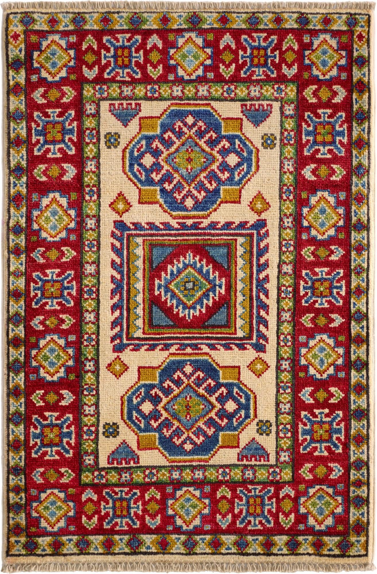 2' x 3' 1 Hand Knotted Kazak Rug