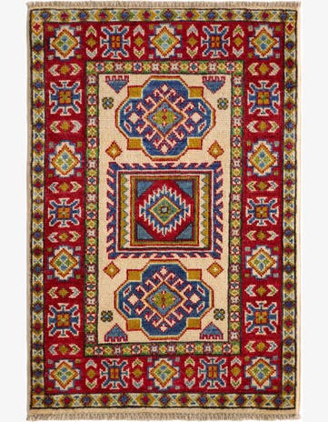 2' x 3' 1 Hand Knotted Kazak Rug