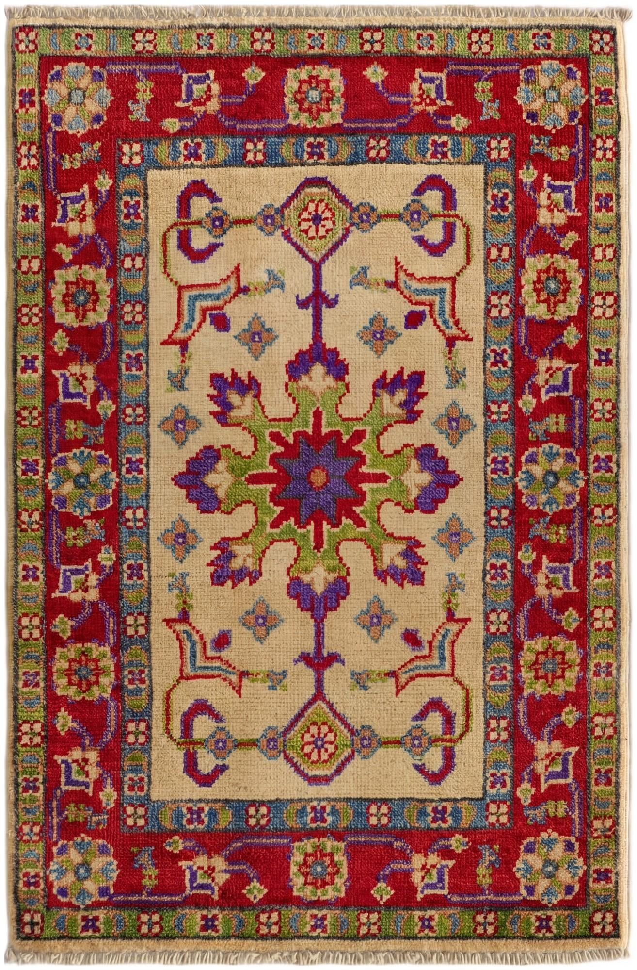 1' 10 x 3' Hand Knotted Kazak Rug