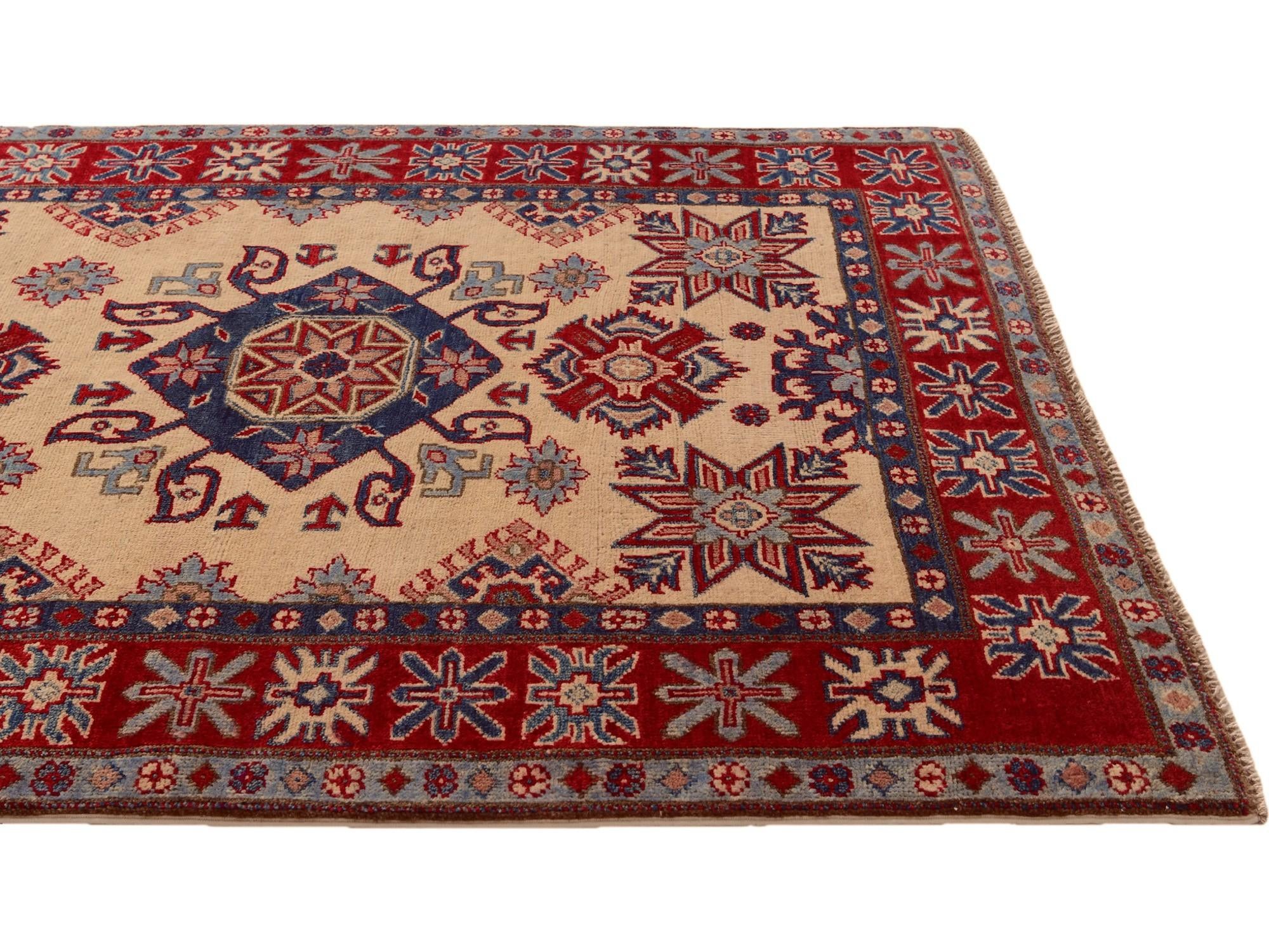 4' x 5' 3 Hand Knotted Kazak Rug