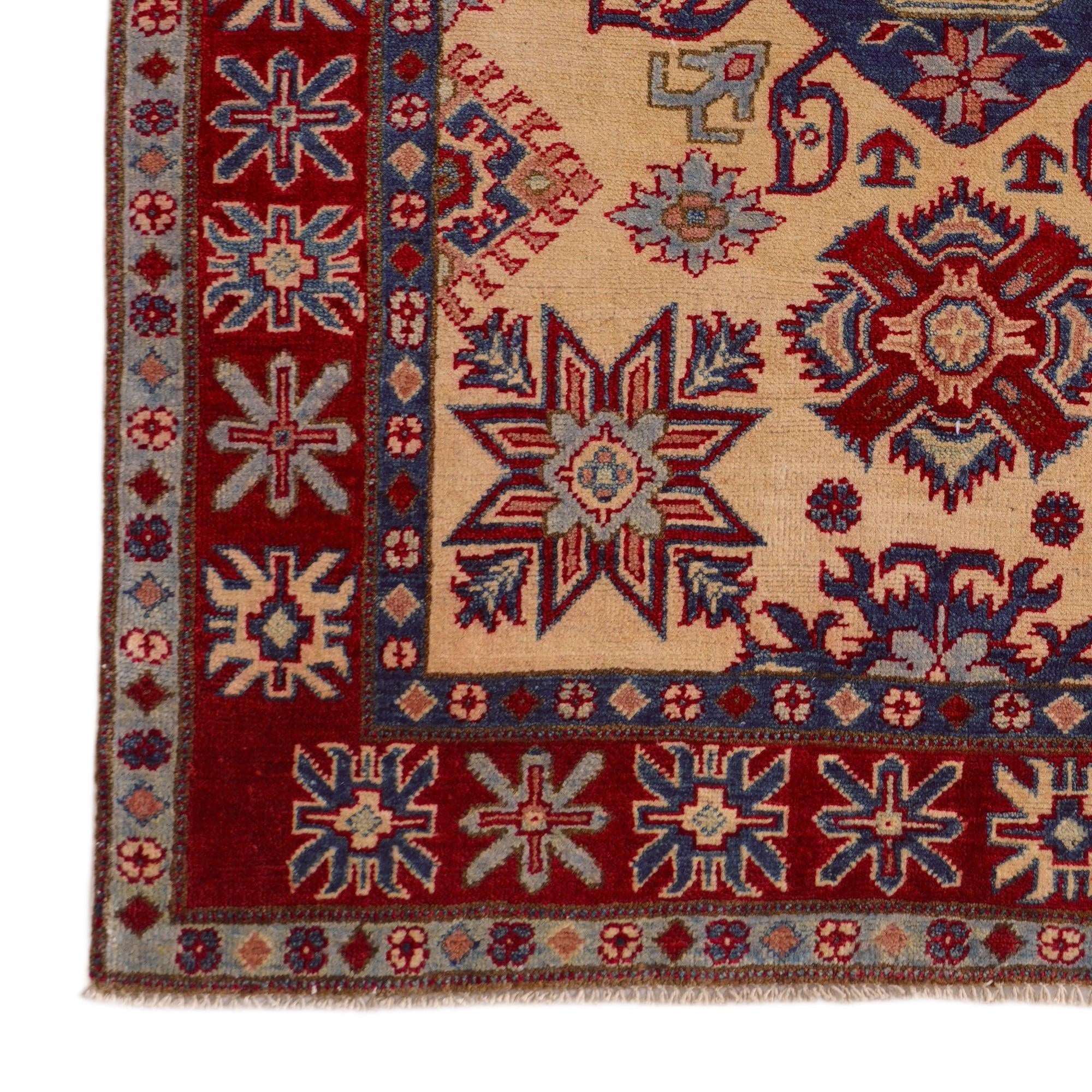 4' x 5' 3 Hand Knotted Kazak Rug