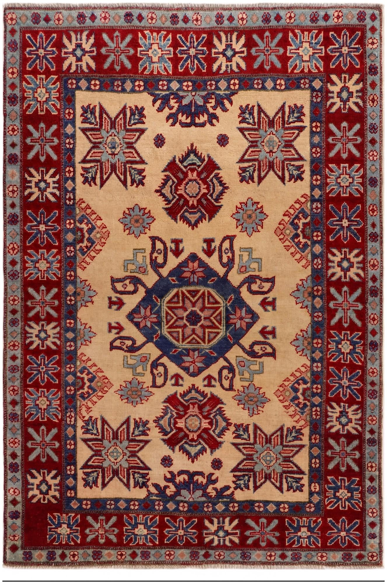 4' x 5' 3 Hand Knotted Kazak Rug