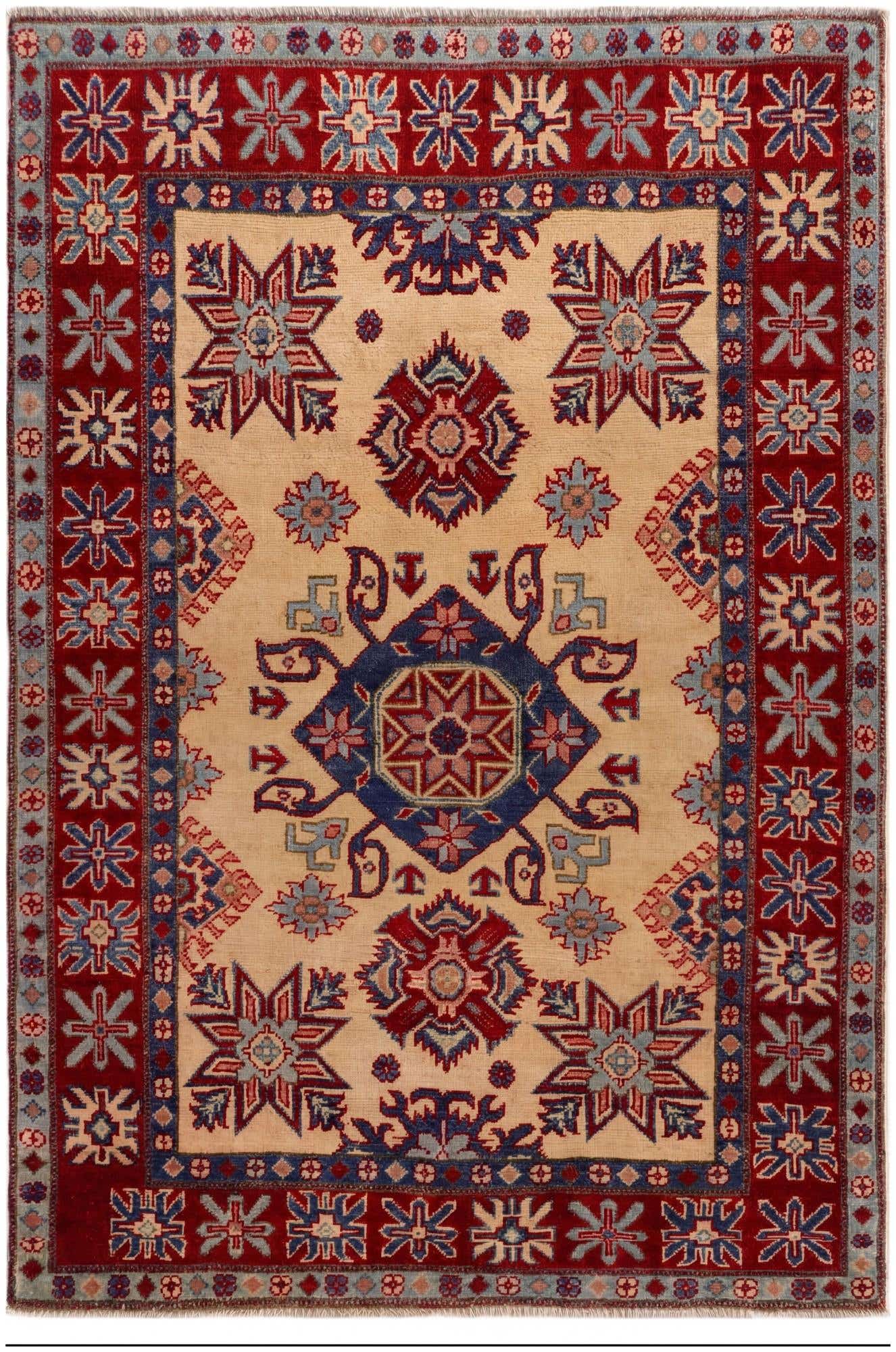 4' x 5' 3 Hand Knotted Kazak Rug