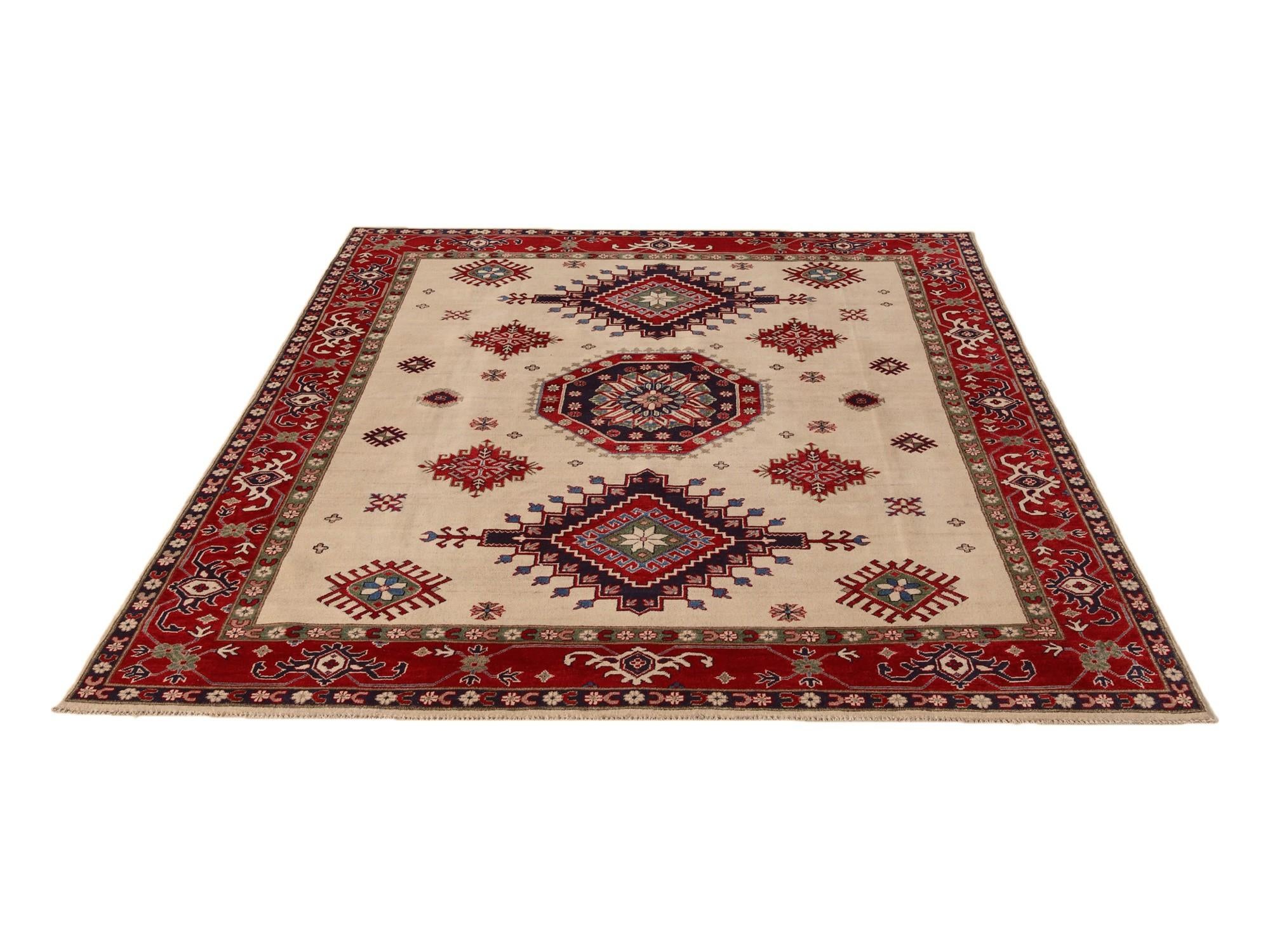 7' x 9' 8 Hand Knotted Kazak Rug