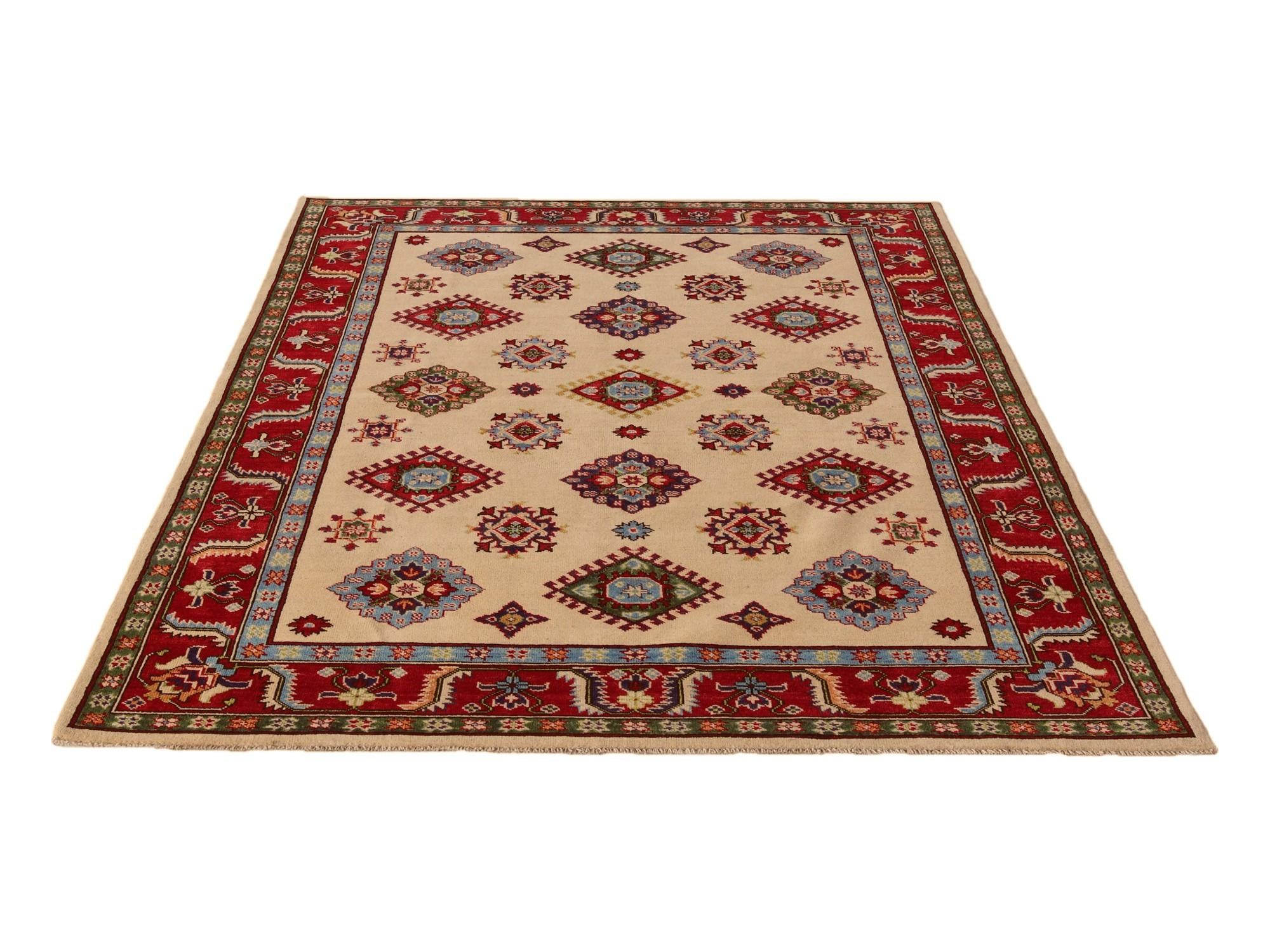 5' 7 x 7' 11 Hand Knotted Kazak Rug