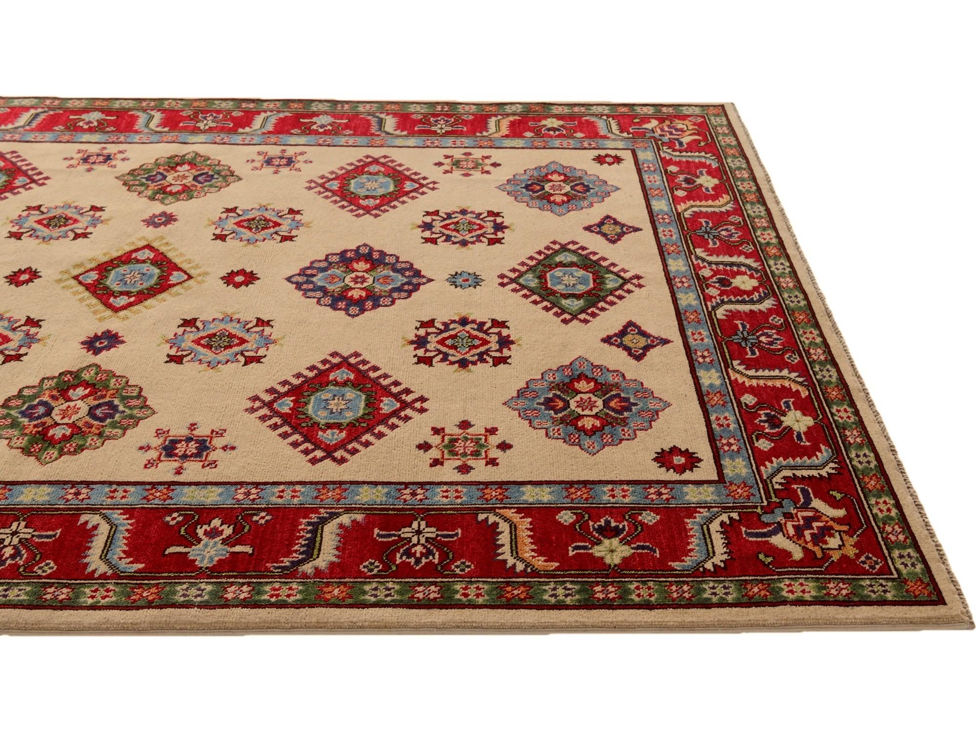 5' 7 x 7' 11 Hand Knotted Kazak Rug