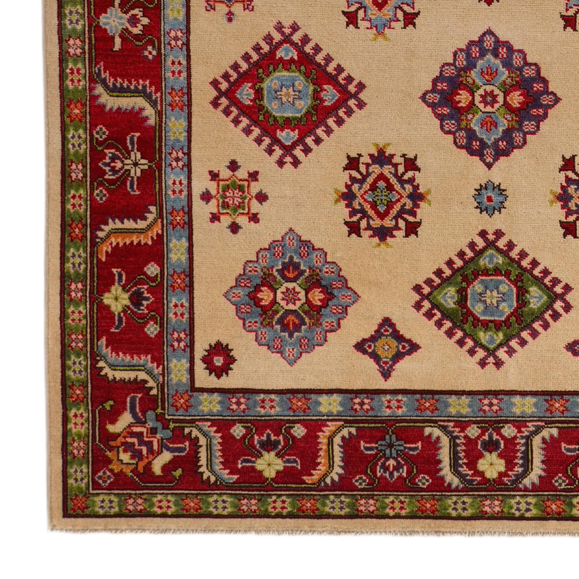 5' 7 x 7' 11 Hand Knotted Kazak Rug