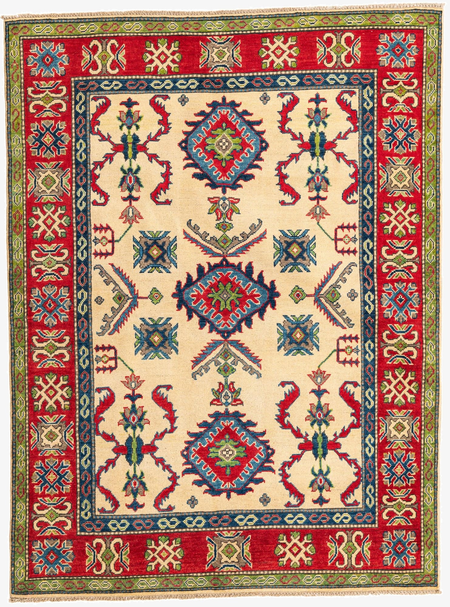 5' 1 x 6' 9  Hand Knotted Kazak Rug