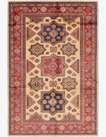 5' 9 x 8' 7 Hand Knotted Kazak Oriental Rug