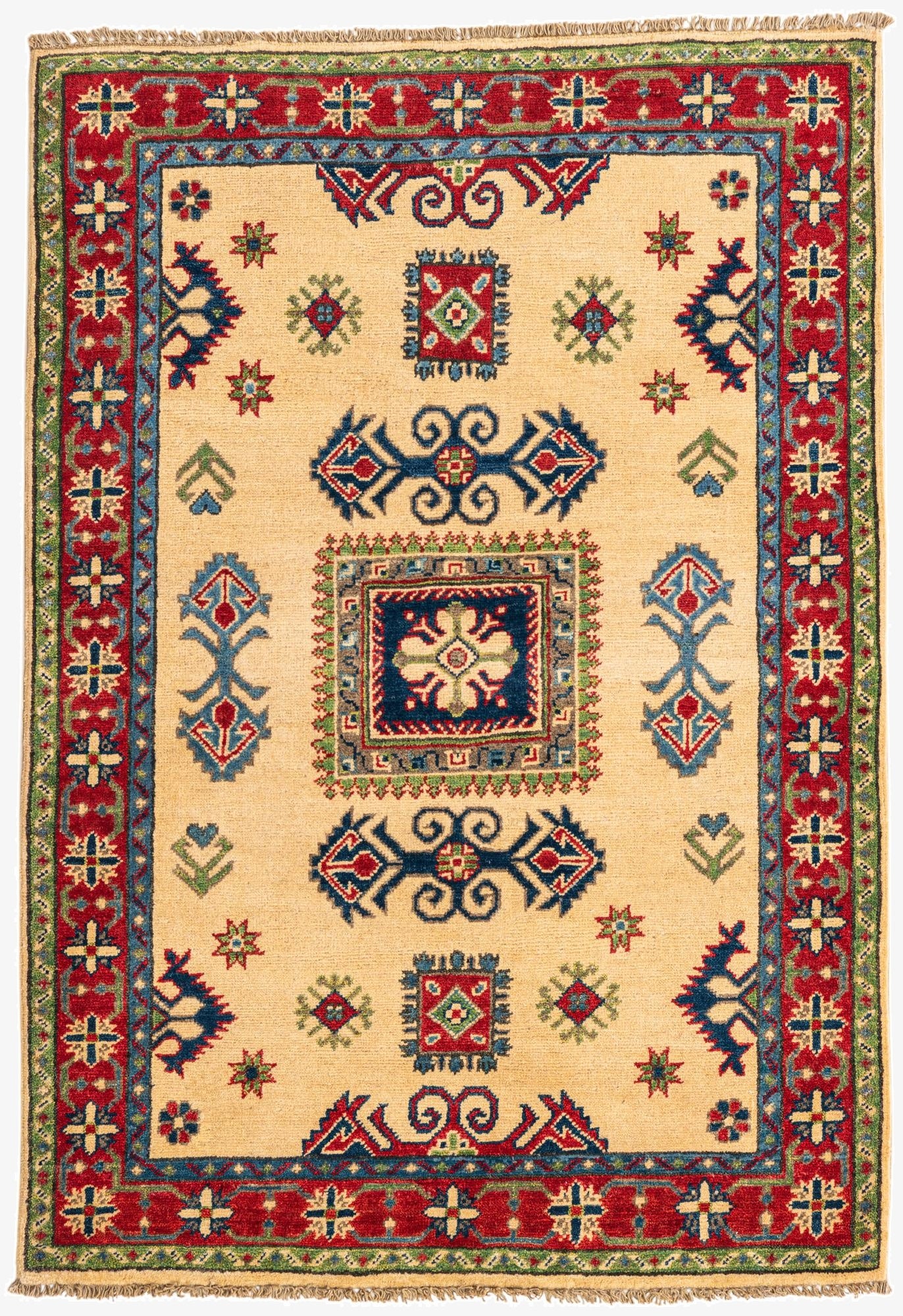 Primary image 3' 5 x 5'  Hand Knotted Kazak Rug