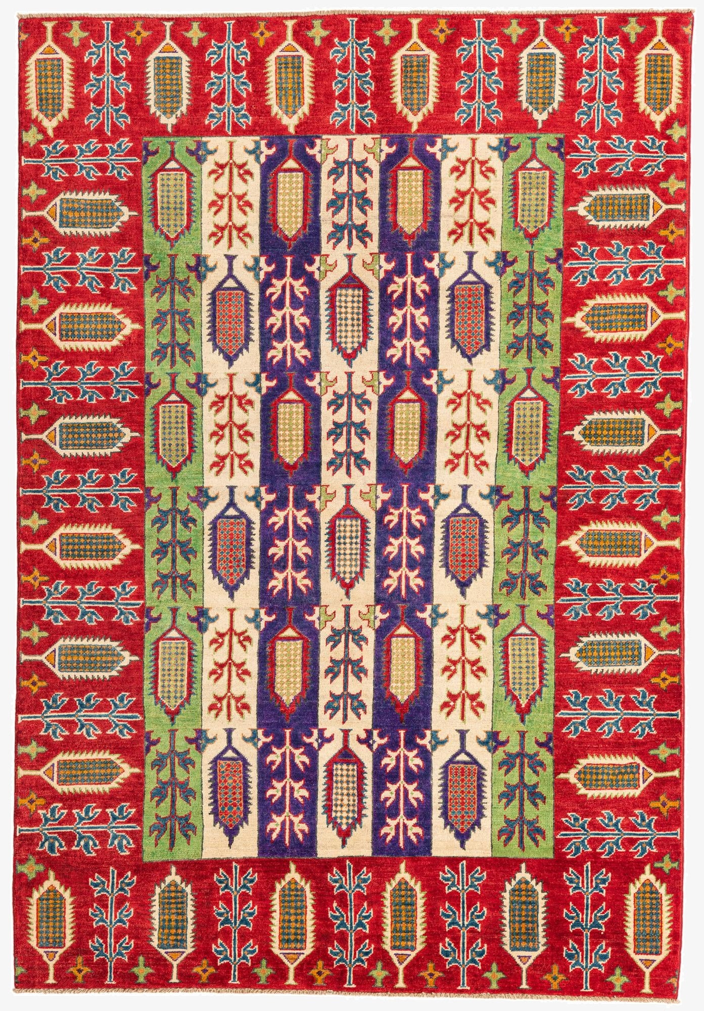 5' 4 x 7' 9  Hand Knotted Kazak Rug