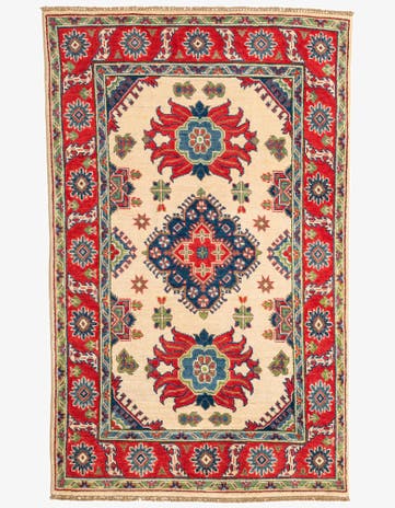 4' x 6' 3 Hand Knotted Kazak Rug