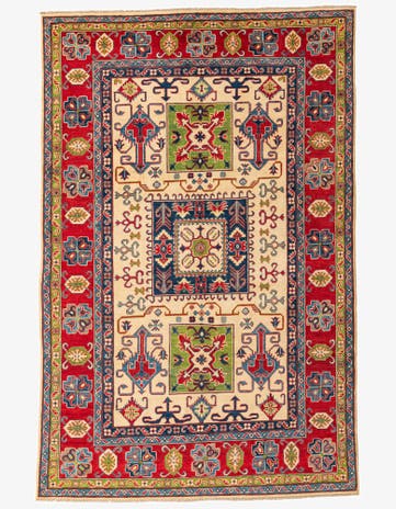 6' 7 x 10' 2 Hand Knotted Kazak Rug