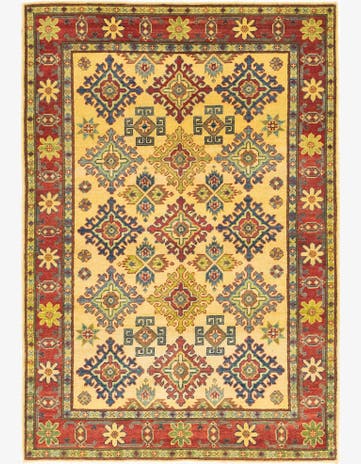 4' x 6' 4 Hand Knotted Kazak Rug