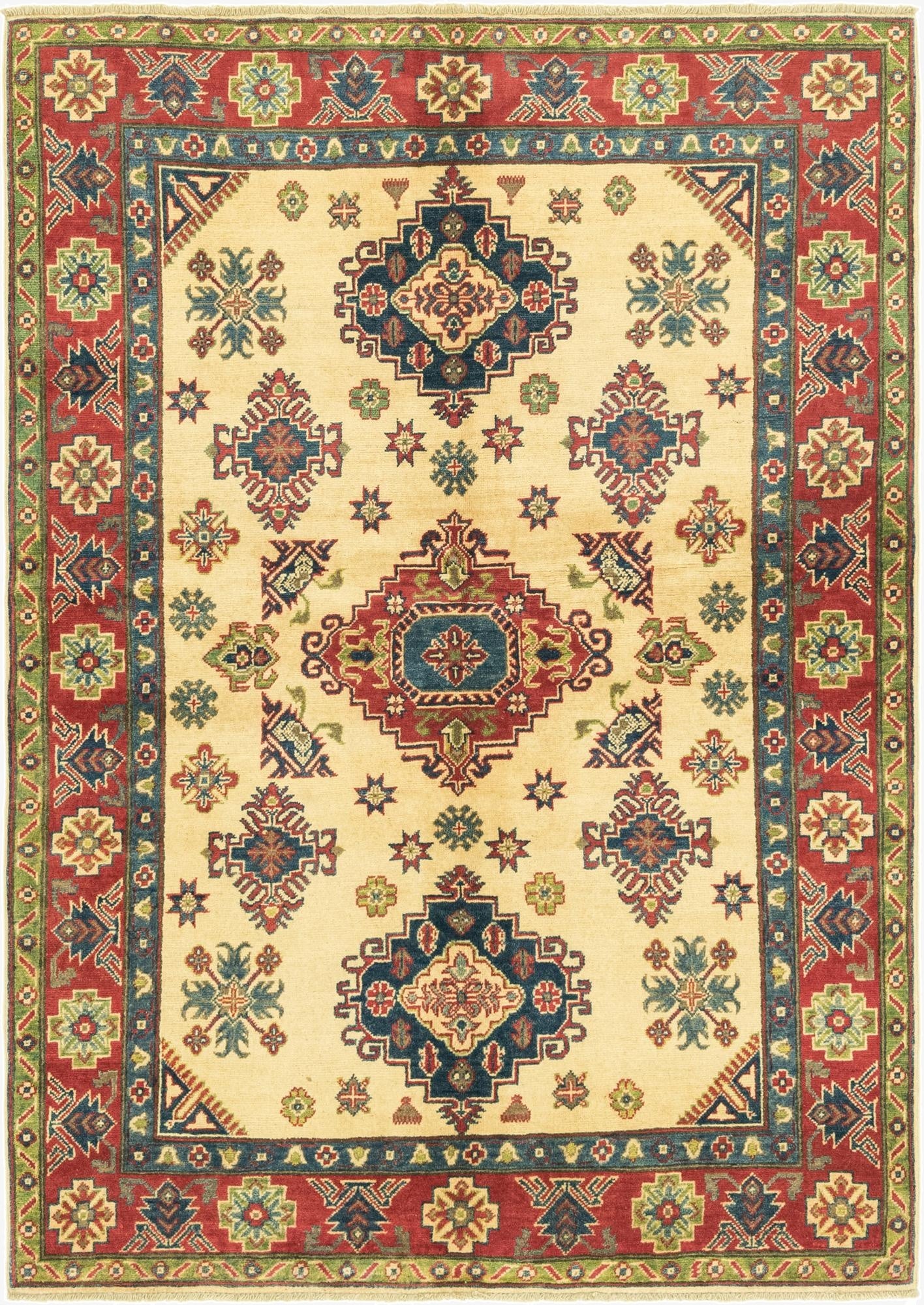 5' 1 x 7' 2  Hand Knotted Kazak Rug