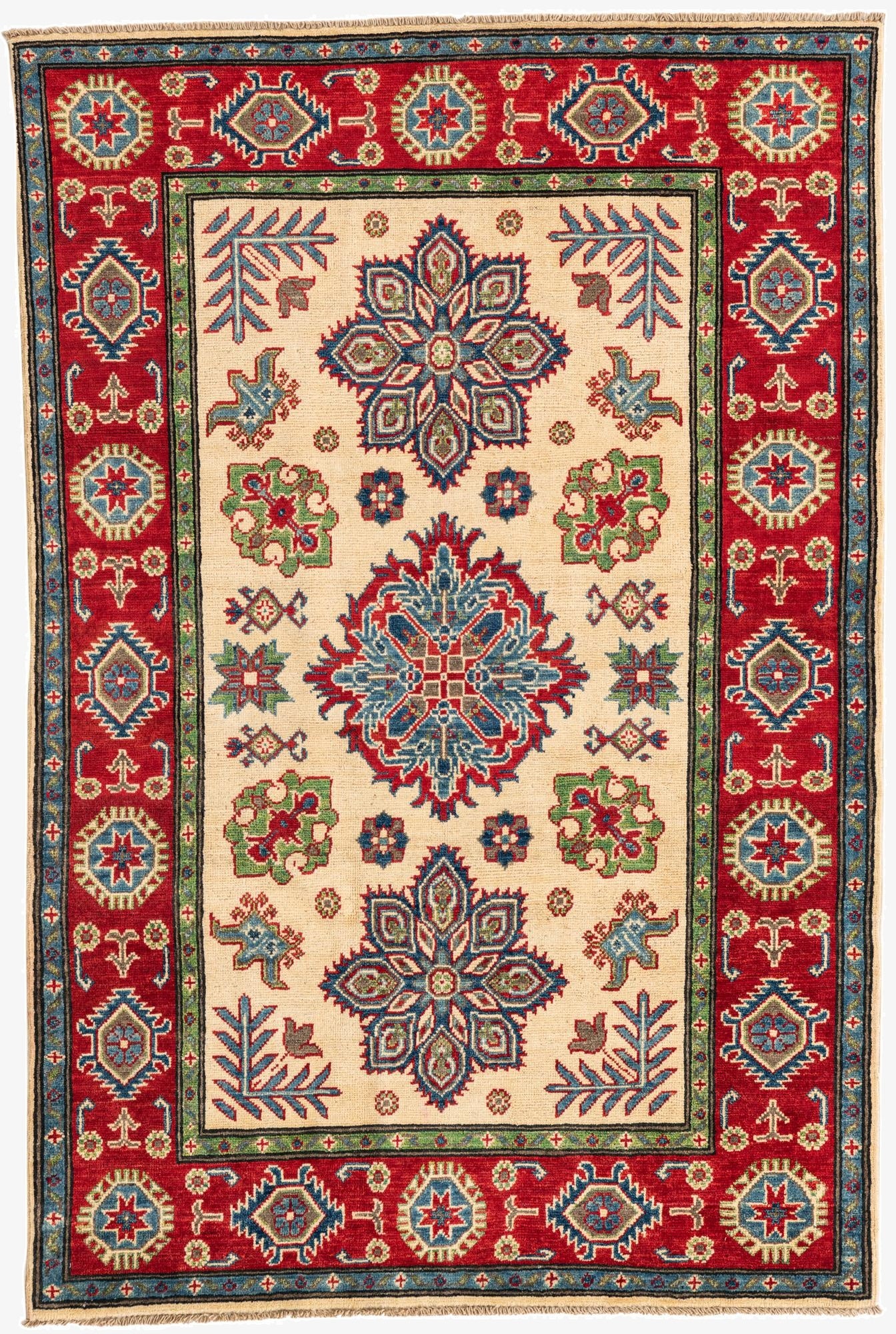 4' x 6'  Hand Knotted Kazak Rug