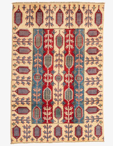 4' x 5' 10 Hand Knotted Kazak Rug