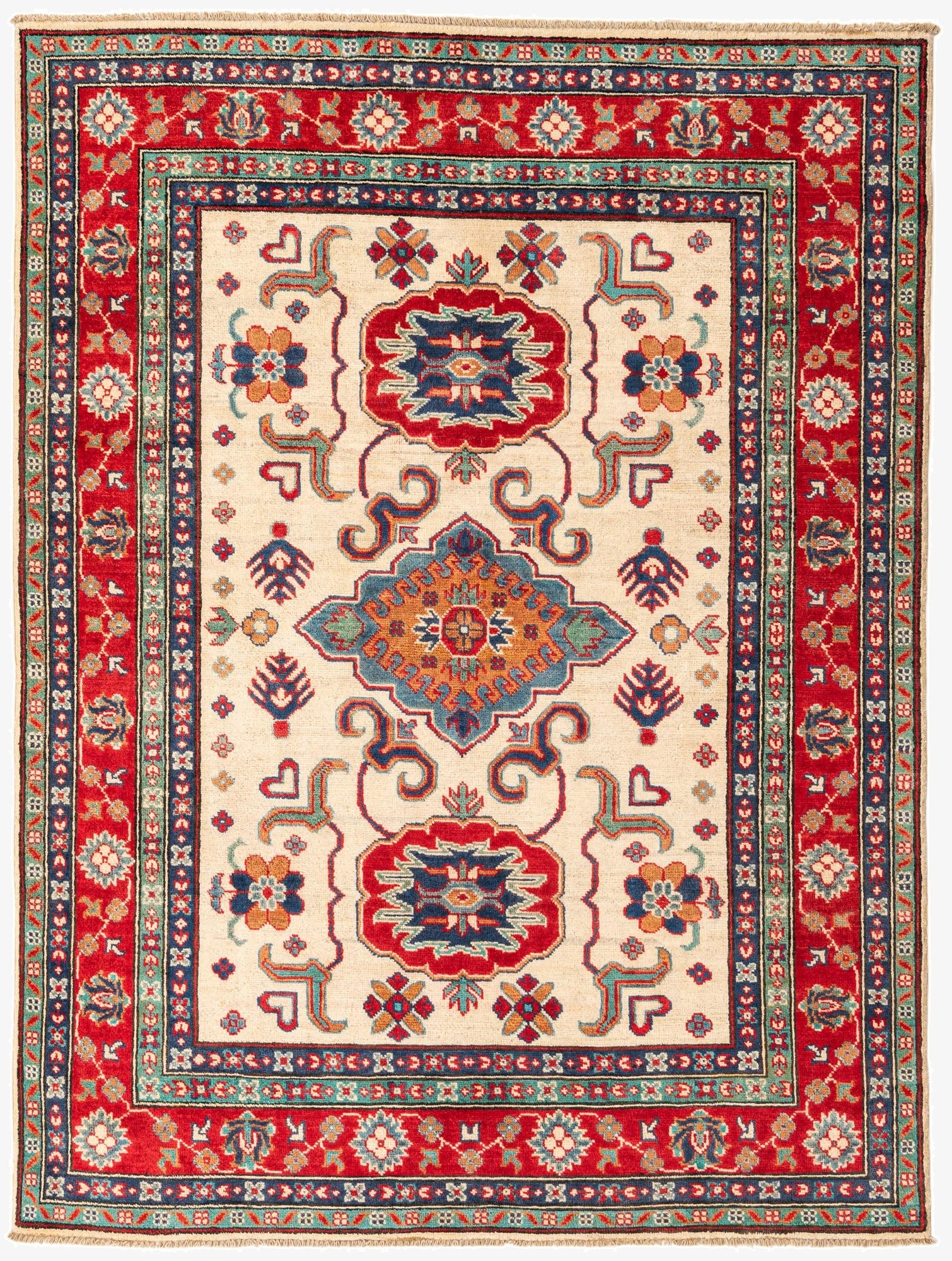 5' x 6' 9  Hand Knotted Kazak Rug