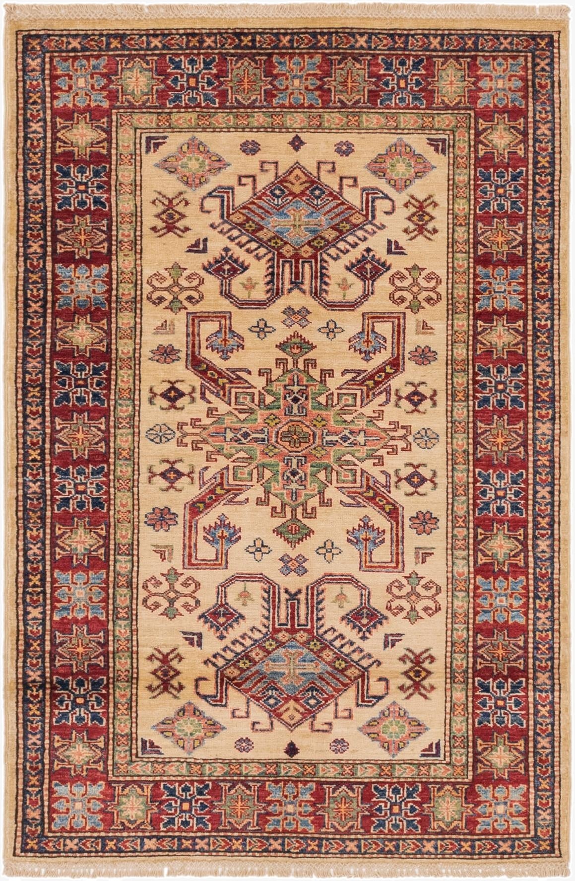 3' 4 x 5' 1  Hand Knotted Kazak Oriental Rug