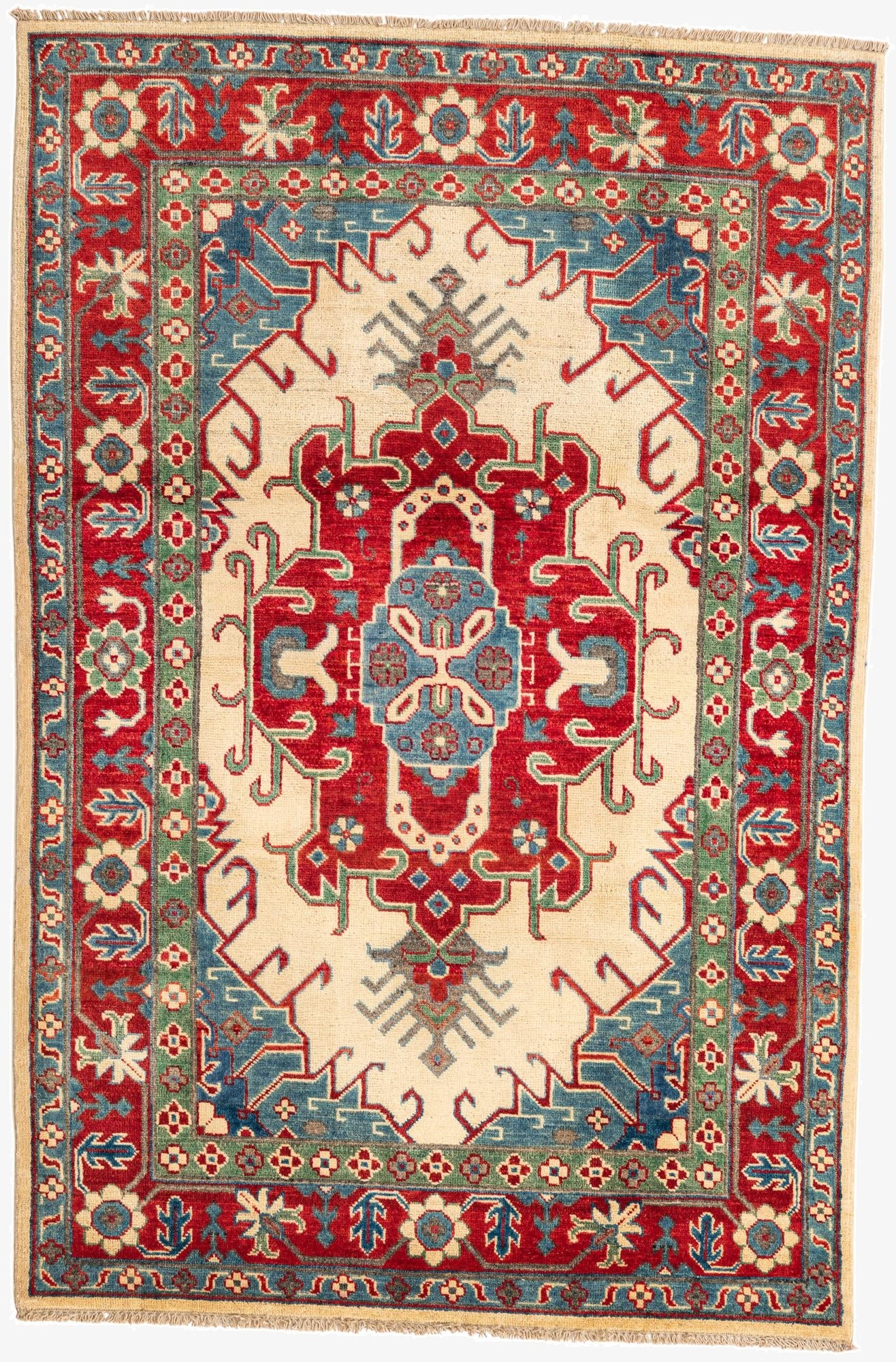 4' x 6' 1  Hand Knotted Kazak Rug