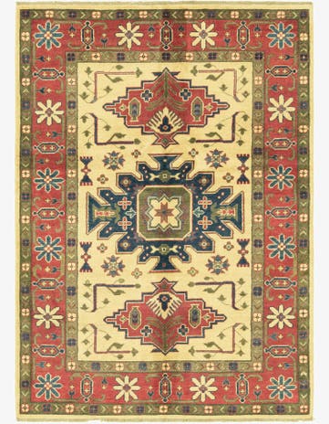 4' 3 x 6' Hand Knotted Kazak Rug