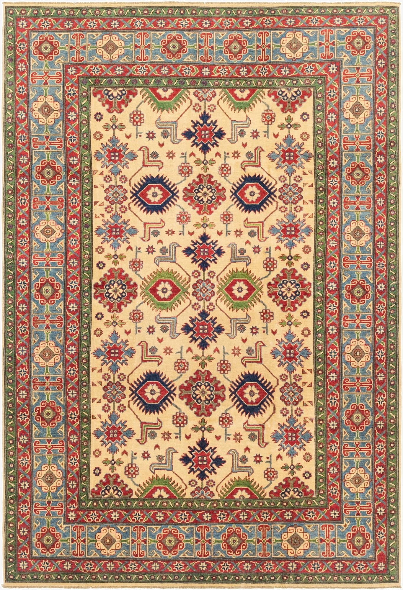 6' 6 x 9' 8  Hand Knotted Kazak Rug